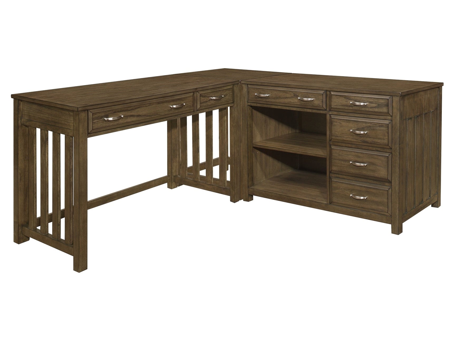 Blanche Brown Gray 3 Pc Corner Desk - Ornate Home