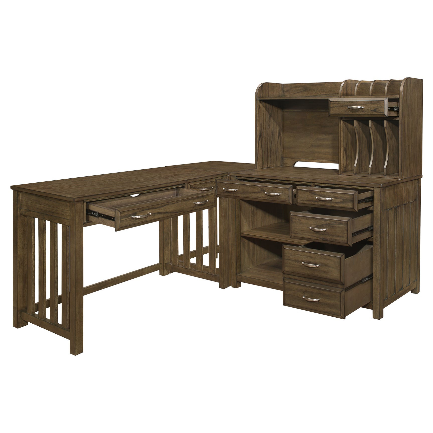 Blanche Brown Gray 4-piece Corner Desk - Ornate Home