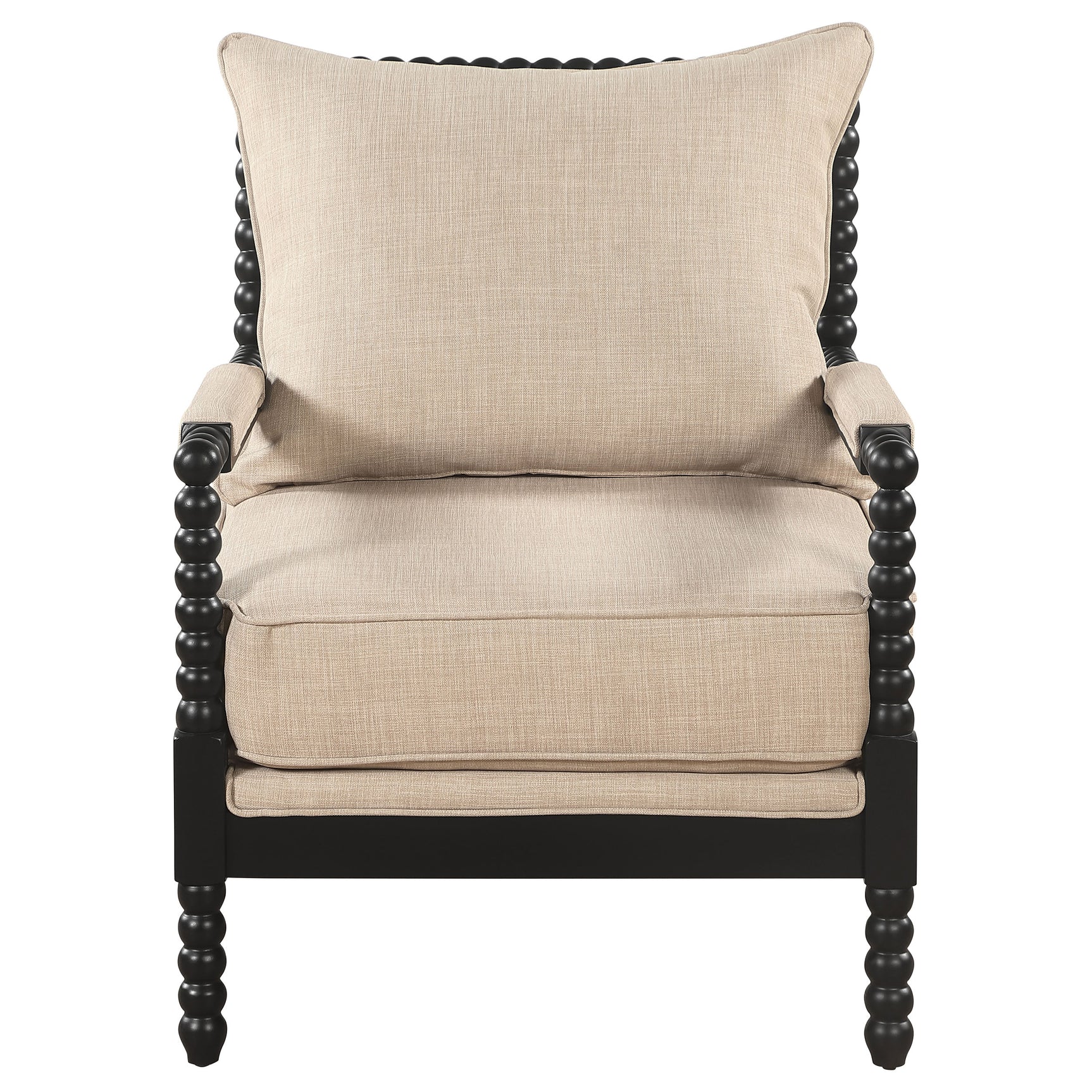 Blanchett Beige/Black Upholstered Bobbin Accent Chair - Ornate Home