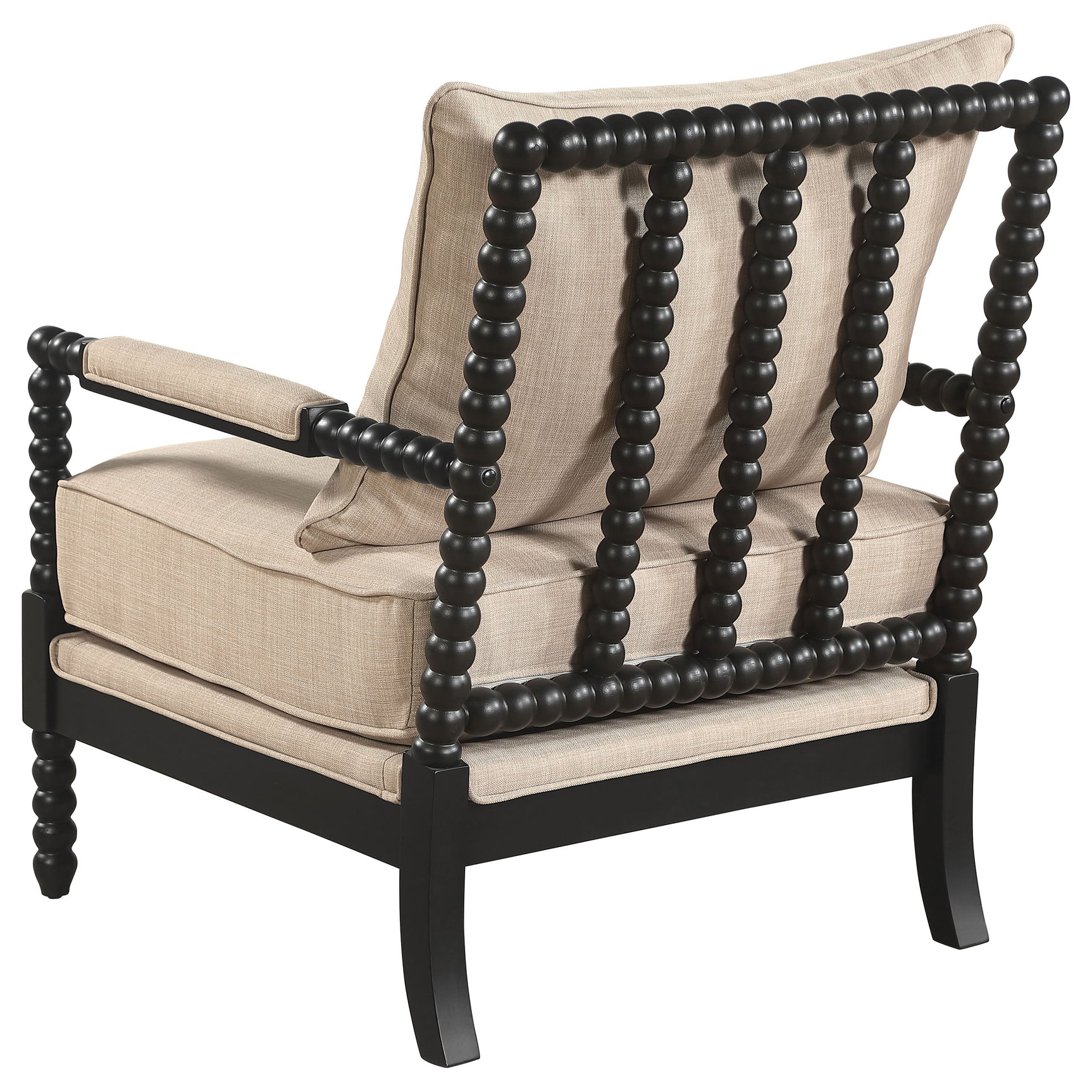 Blanchett Beige/Black Upholstered Bobbin Accent Chair - Ornate Home