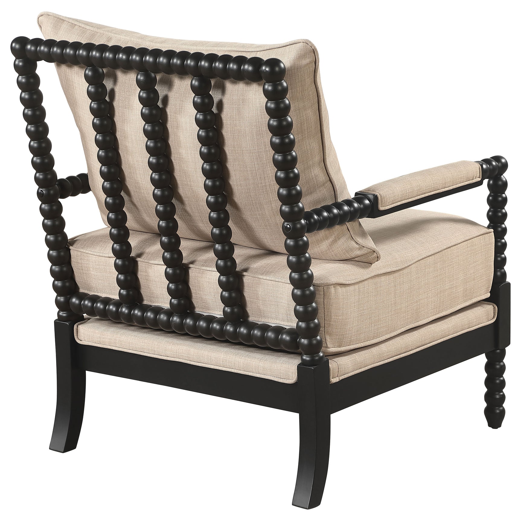 Blanchett Beige/Black Upholstered Bobbin Accent Chair - Ornate Home