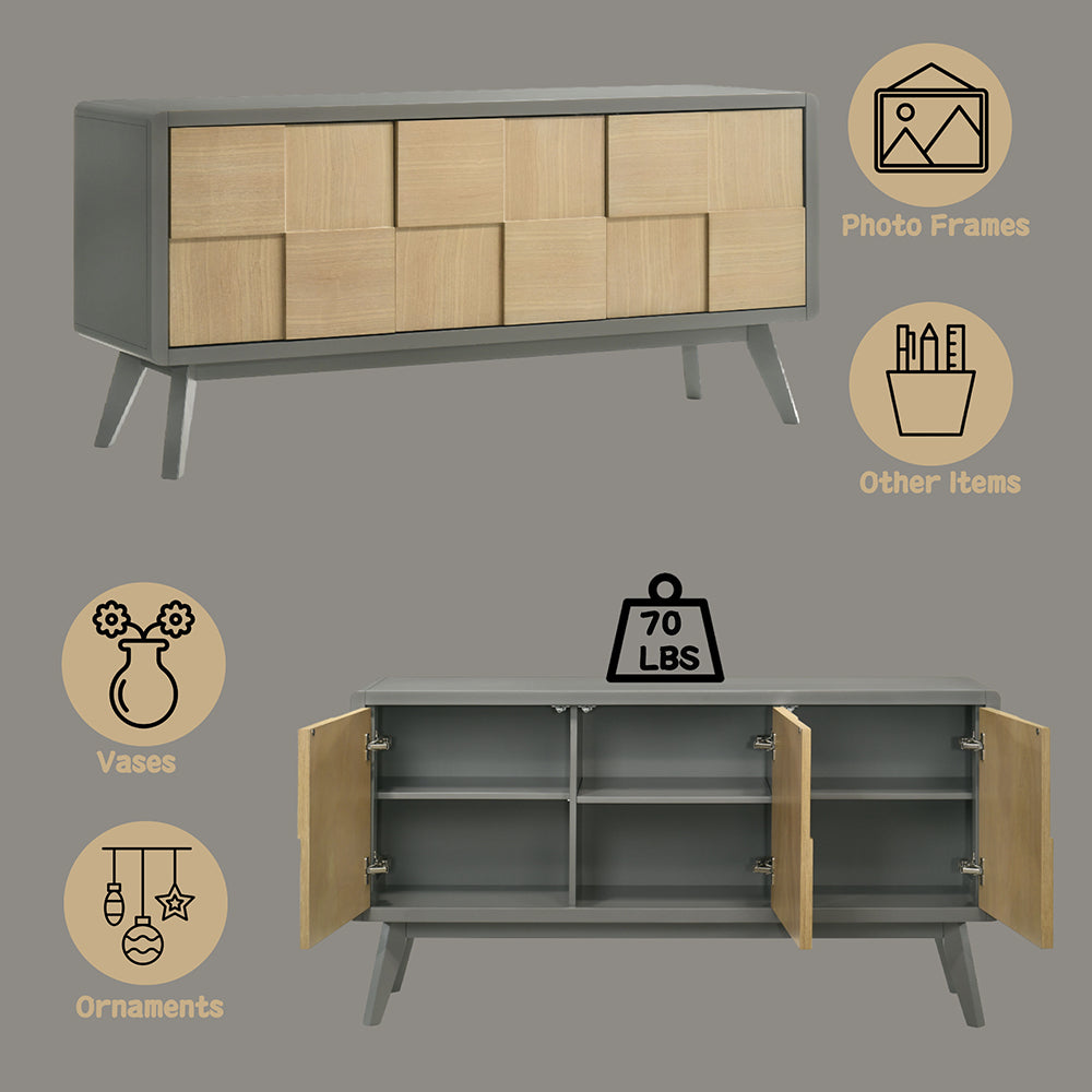 Blayde Light Gray & Natural Server - Ornate Home