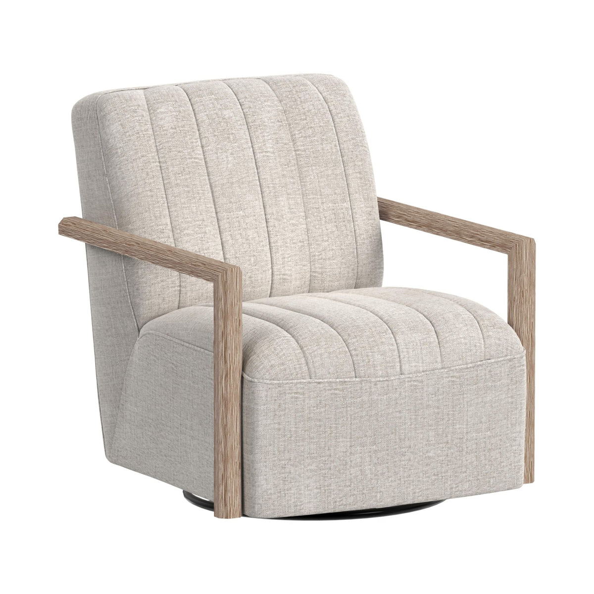 Blaze Laurance Cream Swivel Chair with Natural Arms