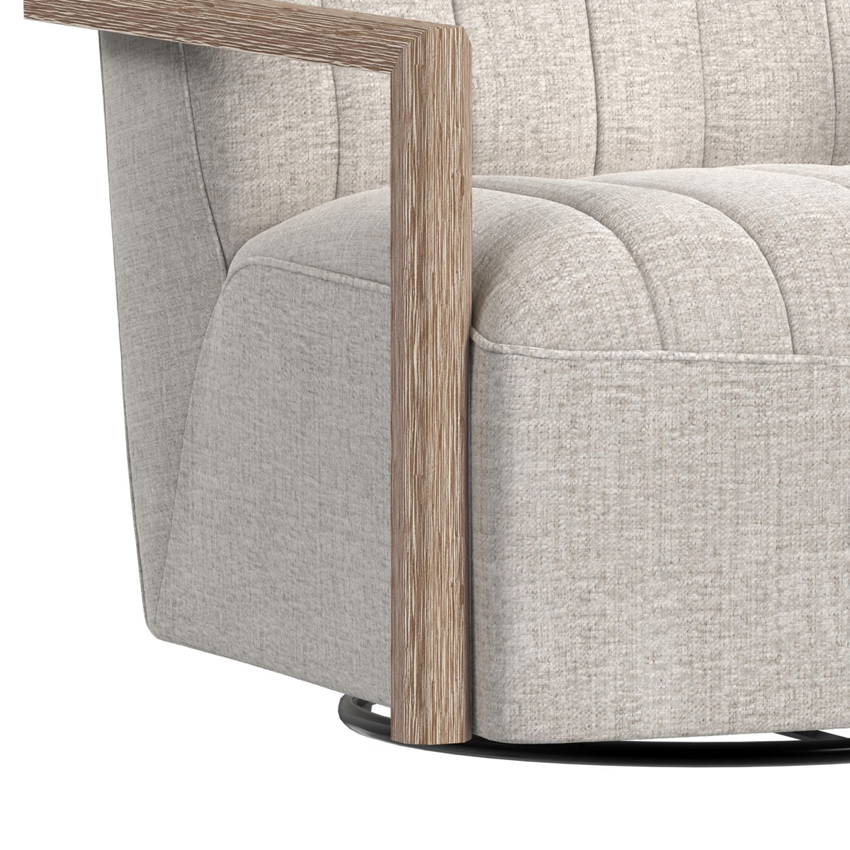 Blaze Laurance Cream Swivel Chair with Natural Arms