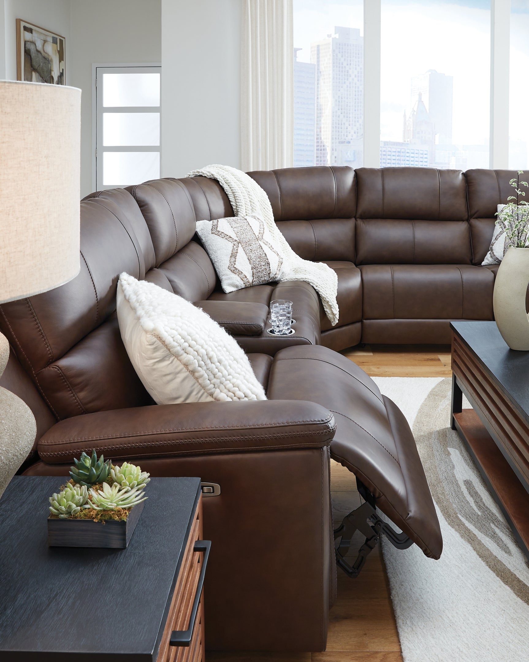 Bleckley Espresso 6-Piece Power Reclining Sectional - Ornate Home