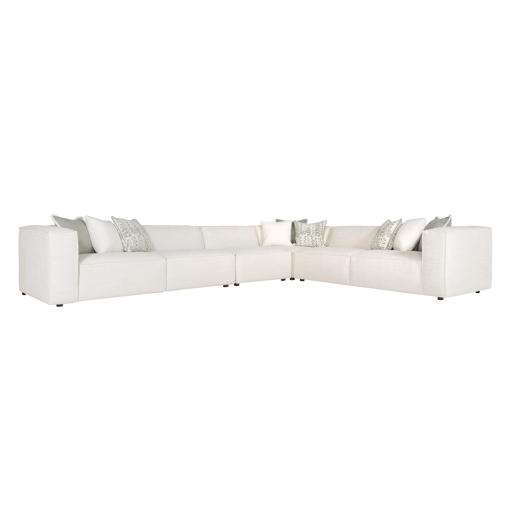 Bliss White/Cream Fabric Sectional (4 Pieces) - Ornate Home