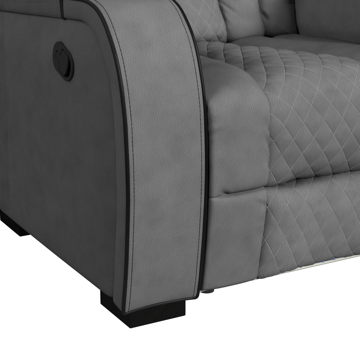 Blitz Simba Slate/Black Welt Motion Loveseat with Console, and LED - Ornate Home