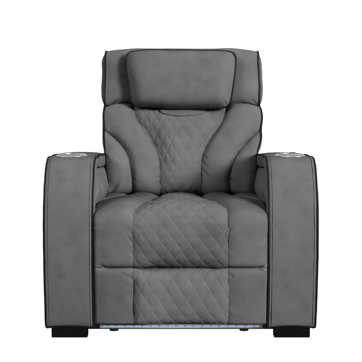 Blitz Simba Slate/Black Welt Motion Recliner with LED - Ornate Home