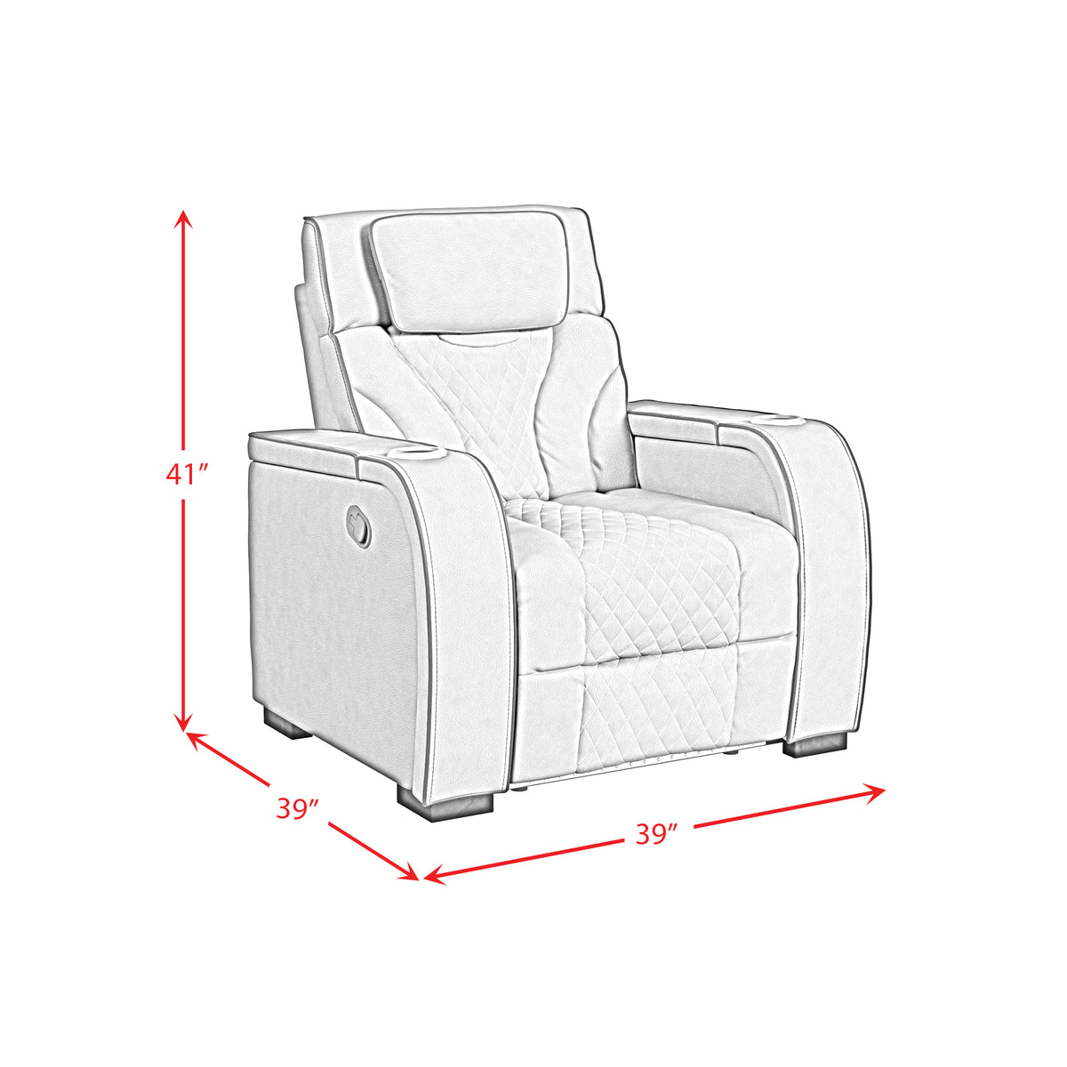Blitz Simba Slate/Black Welt Motion Recliner with LED - Ornate Home