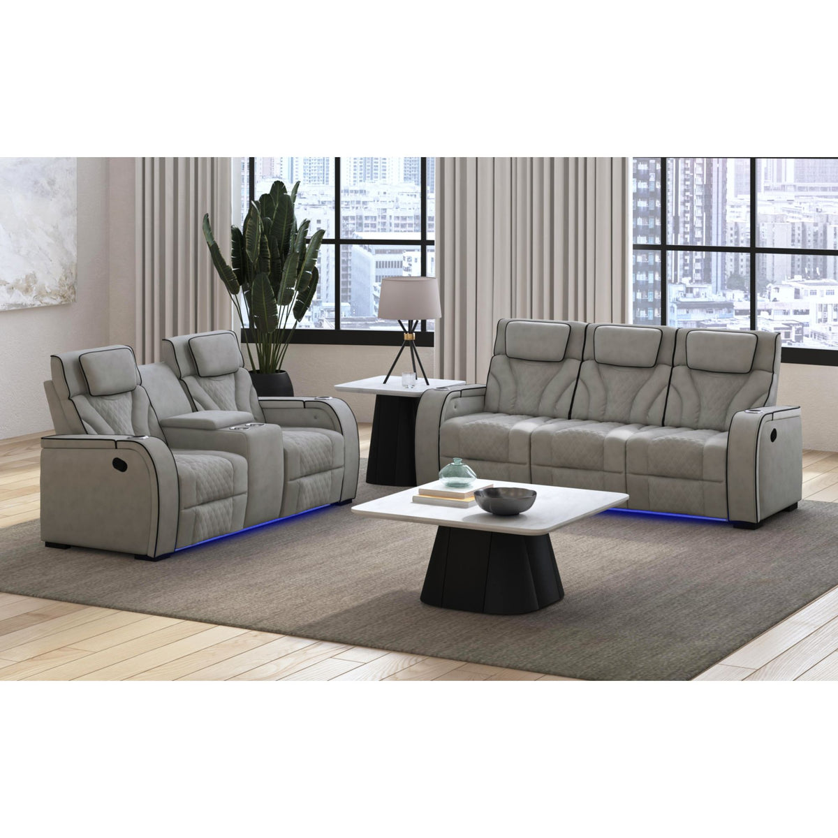 Blitz Simba Taupe/Black Welt 2-Piece Living Room Set - Ornate Home