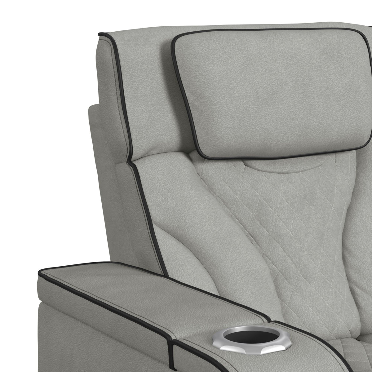 Blitz Simba Taupe/Black Welt Motion Loveseat with Console, and LED - Ornate Home