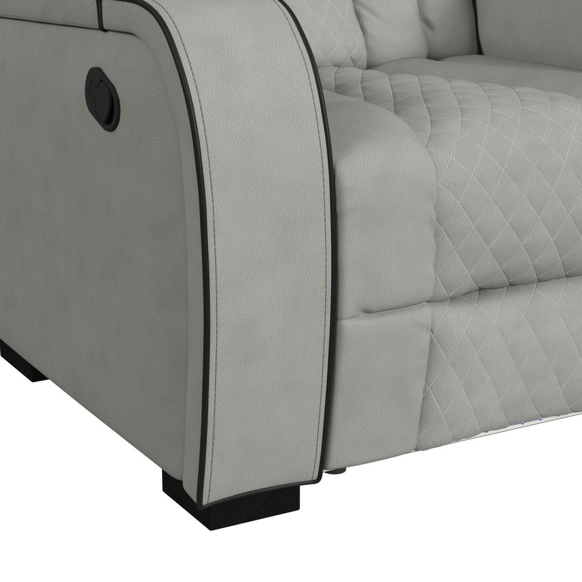 Blitz Simba Taupe/Black Welt Motion Loveseat with Console, and LED - Ornate Home