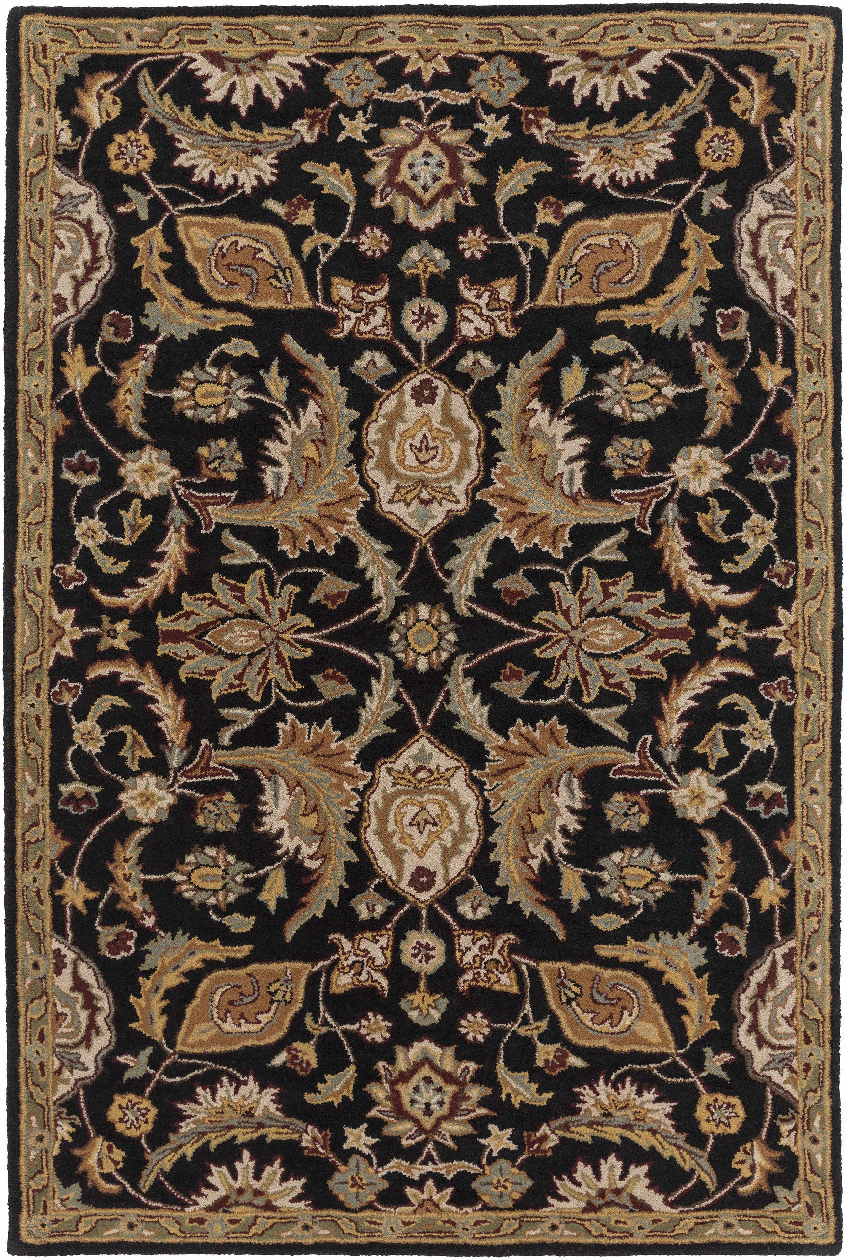 Blomkest Black&Yellow Traditional Wool Carpet - Ornate Home