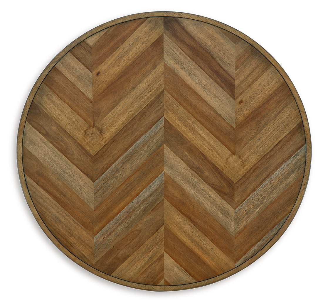 Blondon Brown & Black Round Dining Room Set (Set of 5) - Ornate Home