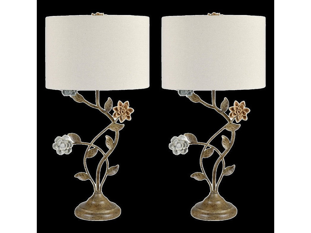 Bloom Natural/Brass Table Lamp (Set of 2) - Ornate Home