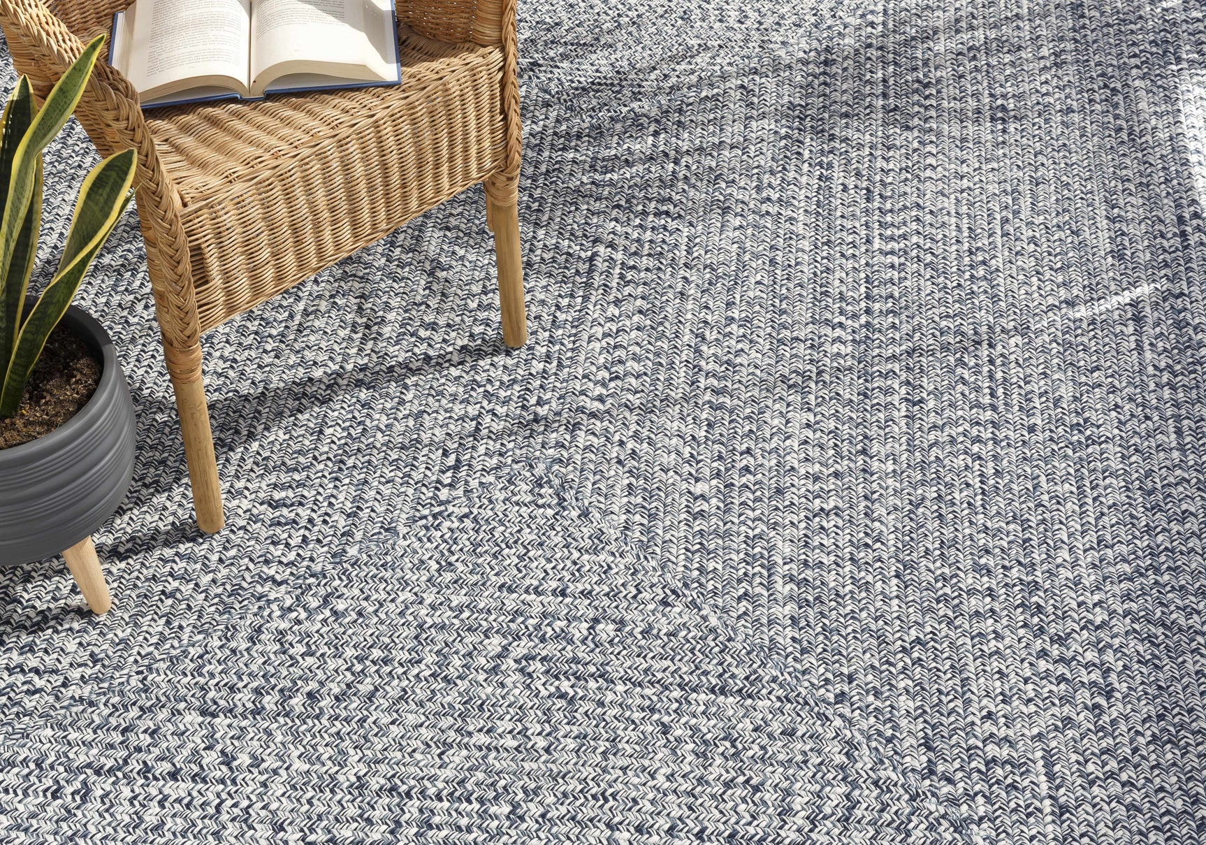 Blue Braided Faux Jute Outdoor Rug - Ornate Home