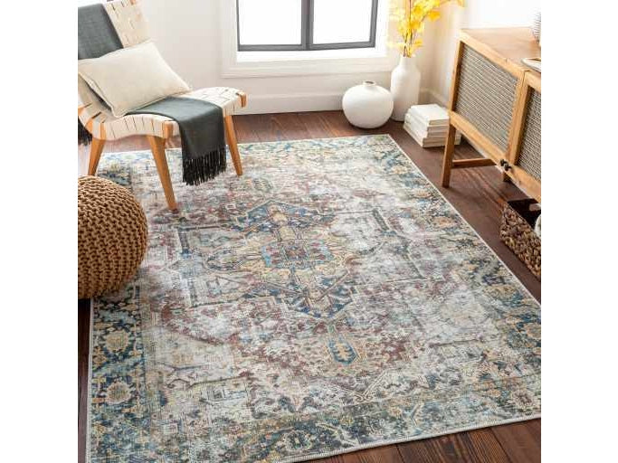 Blue Catigpian Distressed Washable Area Rug - Clearance - Ornate Home