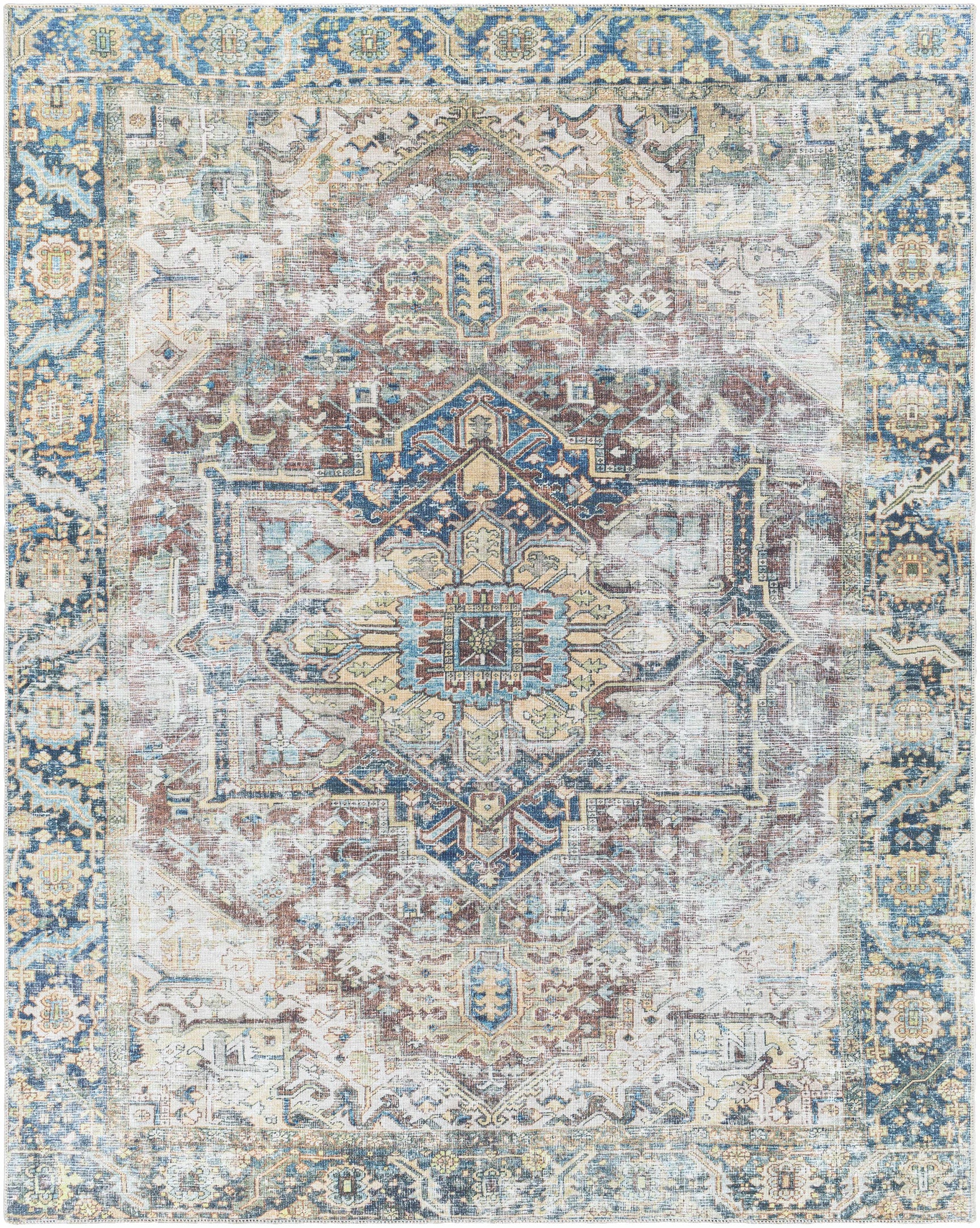 Blue Catigpian Distressed Washable Area Rug - Clearance - Ornate Home
