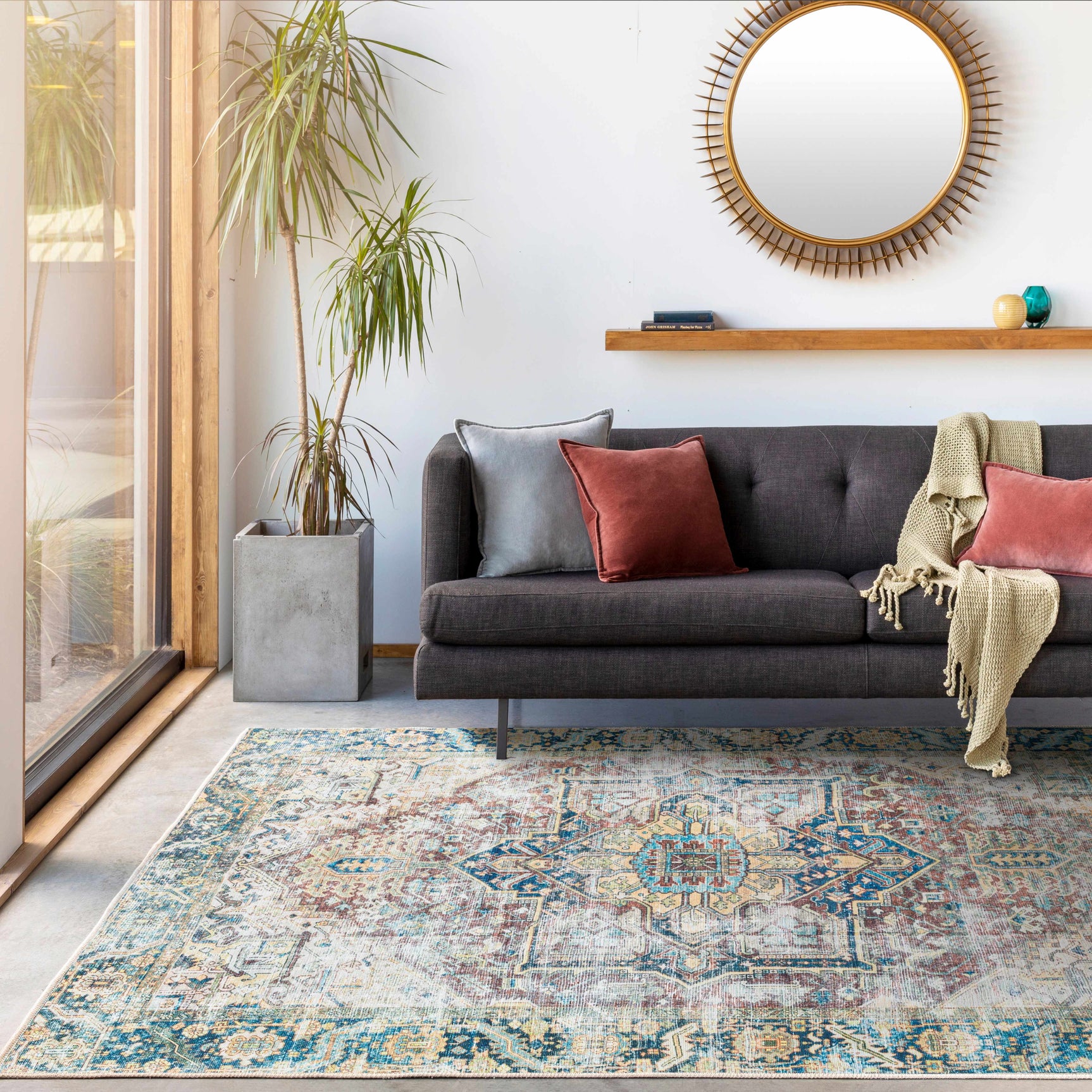 Blue Catigpian Distressed Washable Area Rug - Clearance - Ornate Home