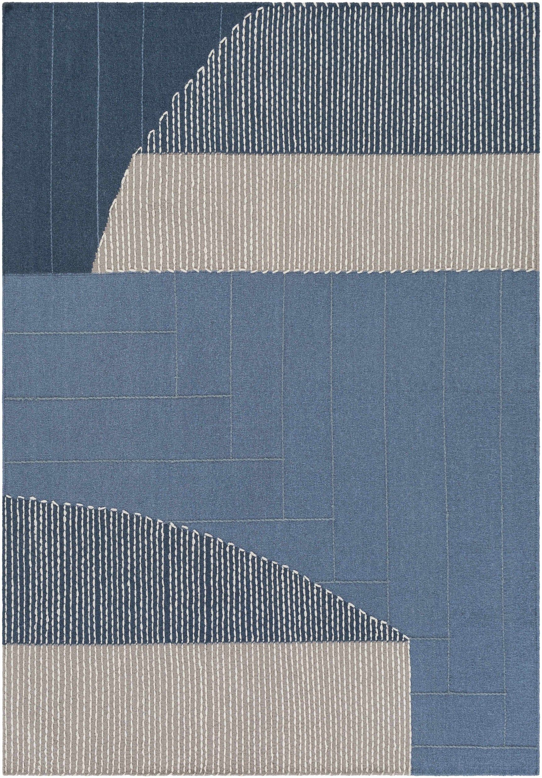 Blue Hanwood Wool Blend Braided Area Rug - Clearance - Ornate Home