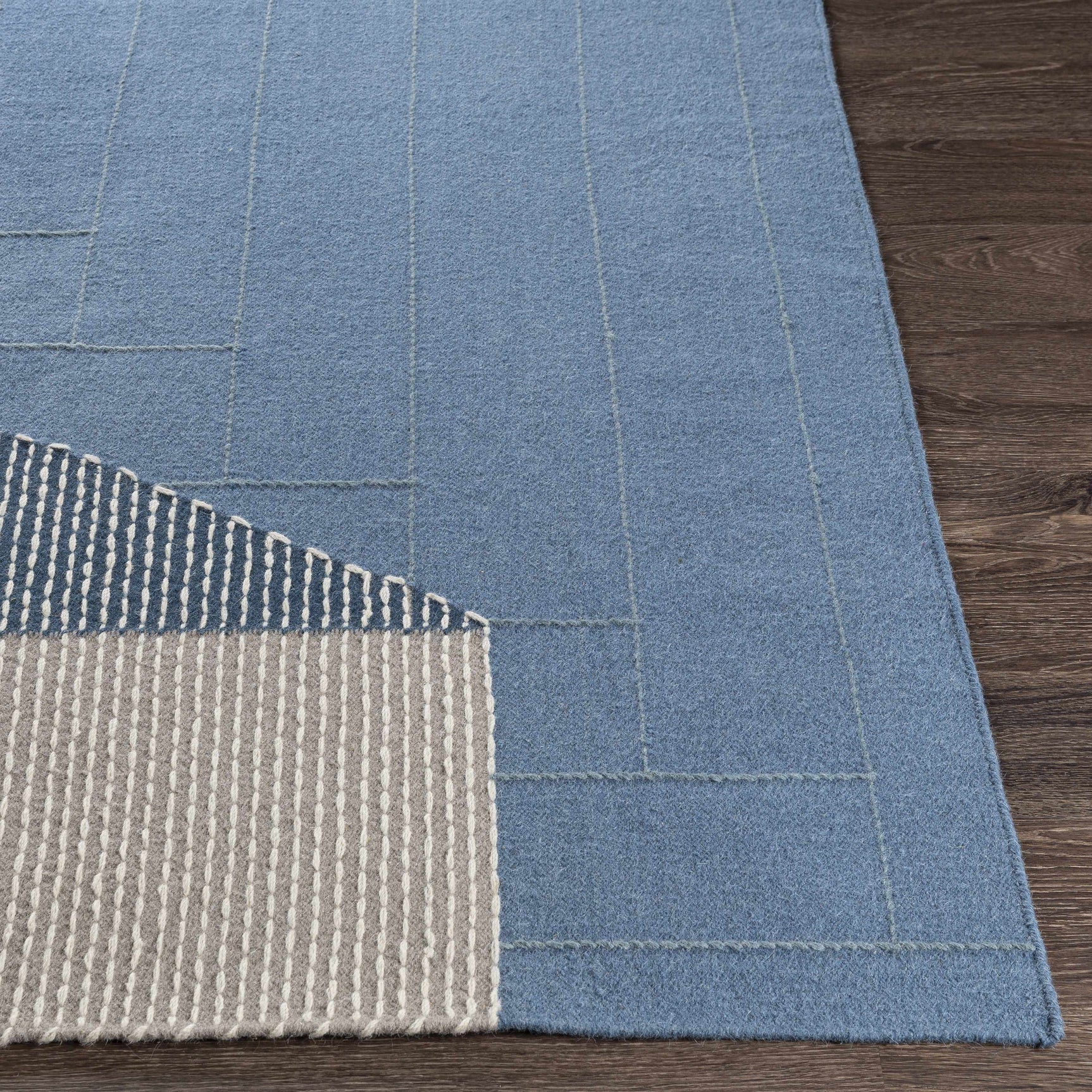 Blue Hanwood Wool Blend Braided Area Rug - Clearance - Ornate Home