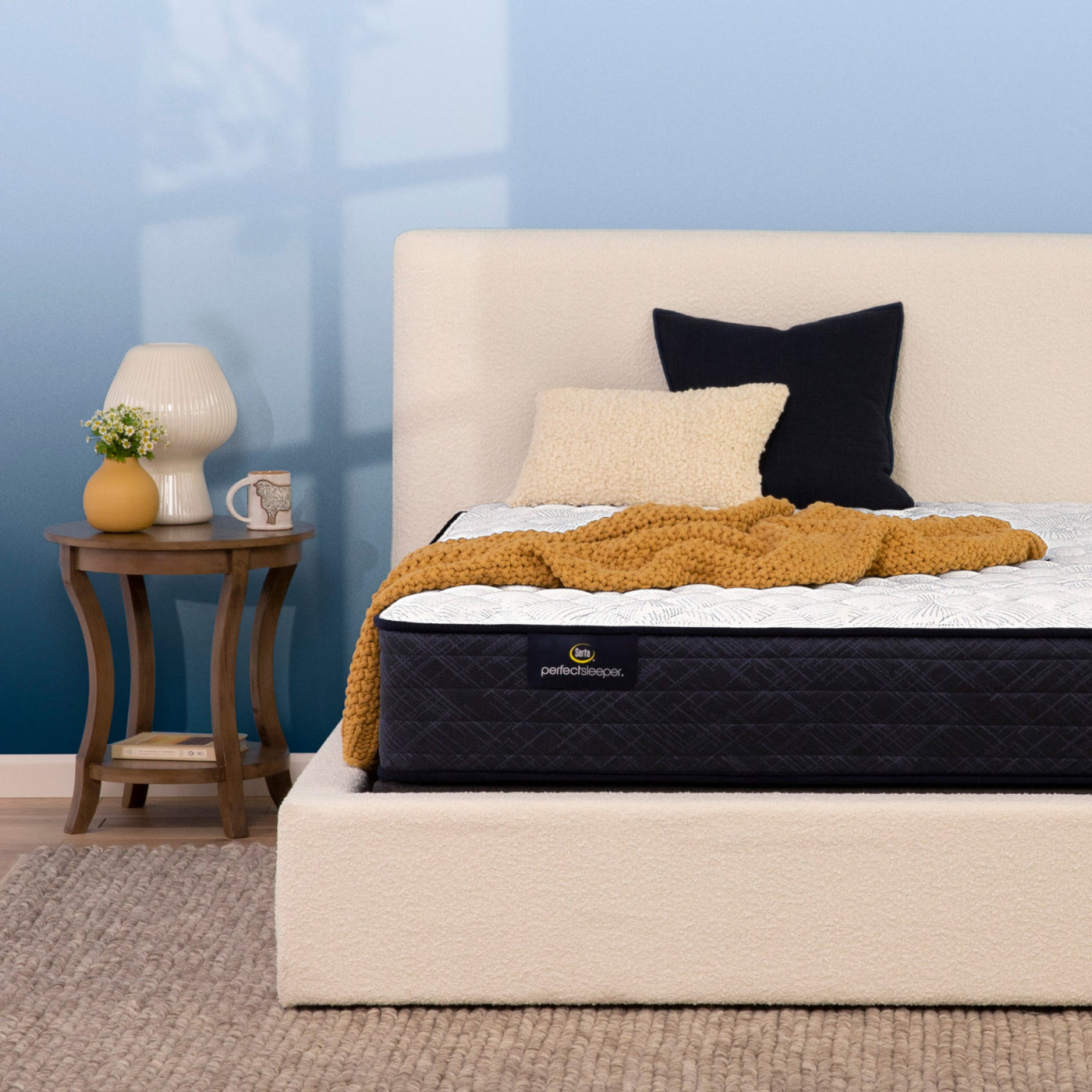 Blue Lagoon Nights Blue Queen 13.5" Medium Mattress - Ornate Home