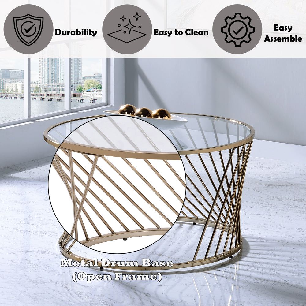 Bluelipe Champagne Metal & Glass Coffee Table - Ornate Home