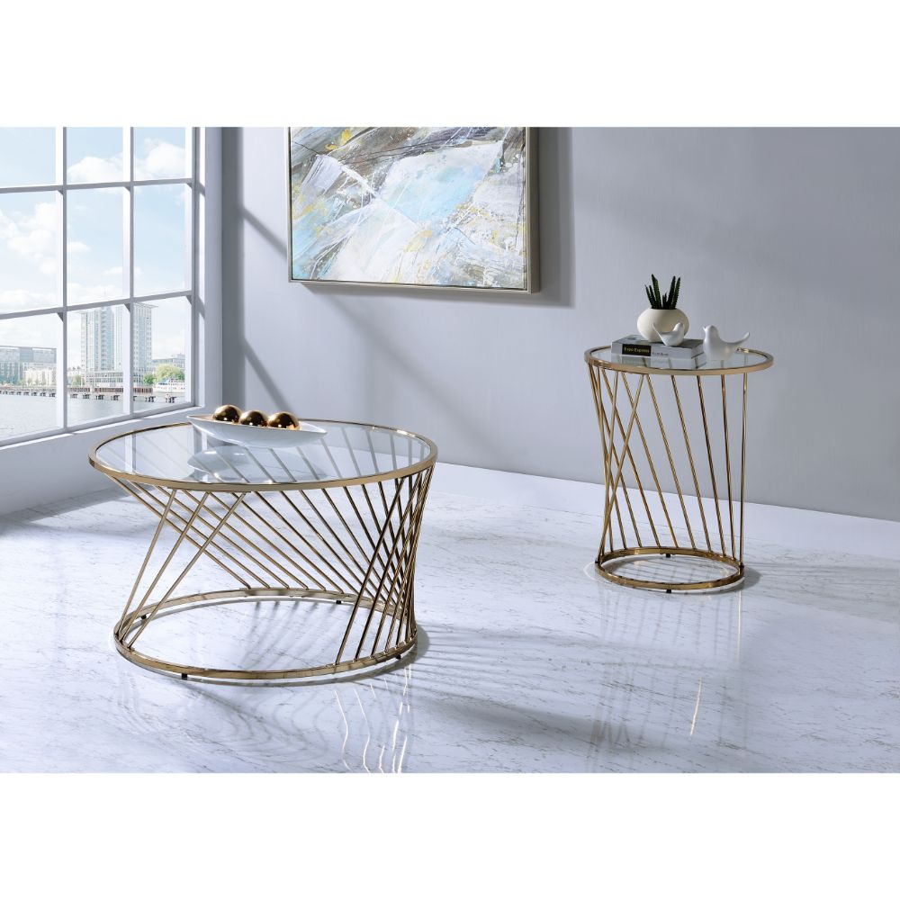 Bluelipe Champagne Metal & Glass Coffee Table - Ornate Home
