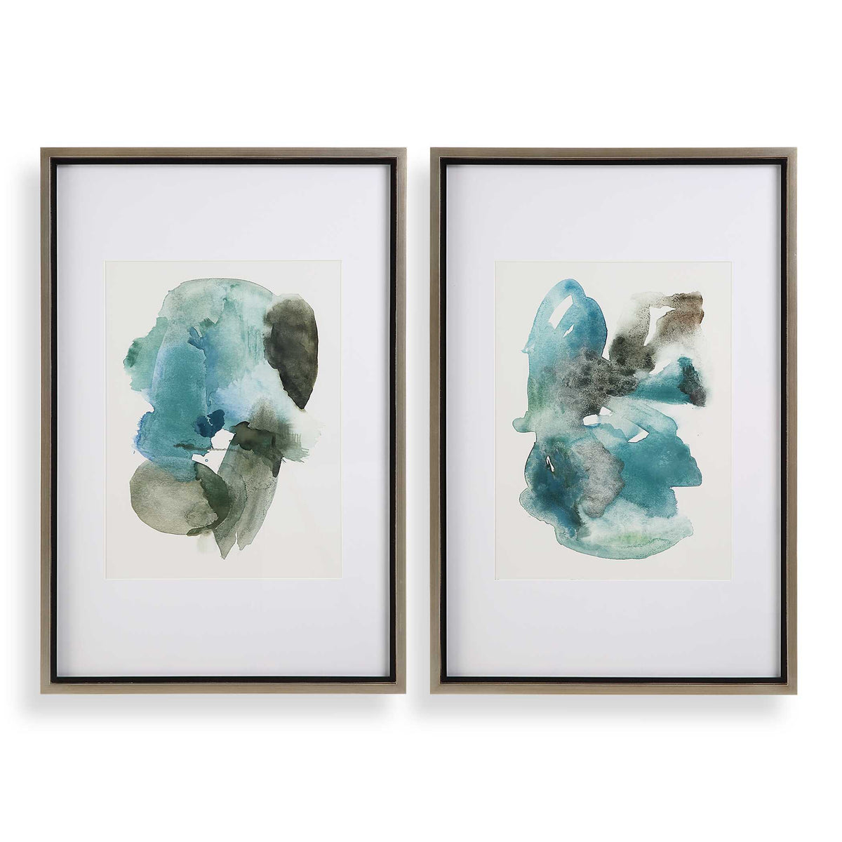Blueprints Black/Blue/Gray Watercolor Prints (Set of 2) - Ornate Home