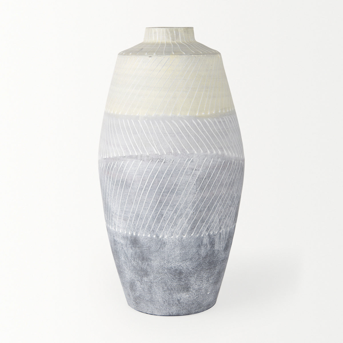 Blume Off-White/Gray Large Textured Vase - Ornate Home