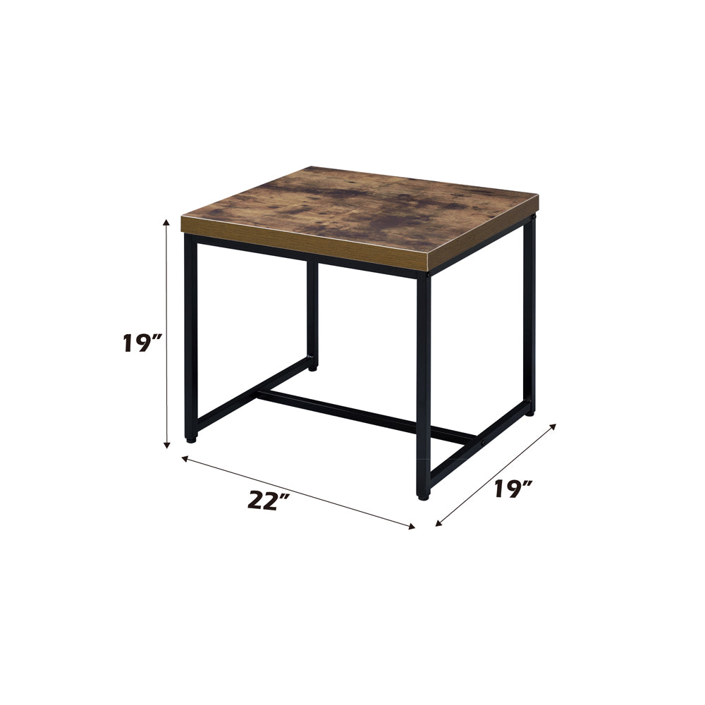 Bob Weathered Oak & Black End Table - Ornate Home