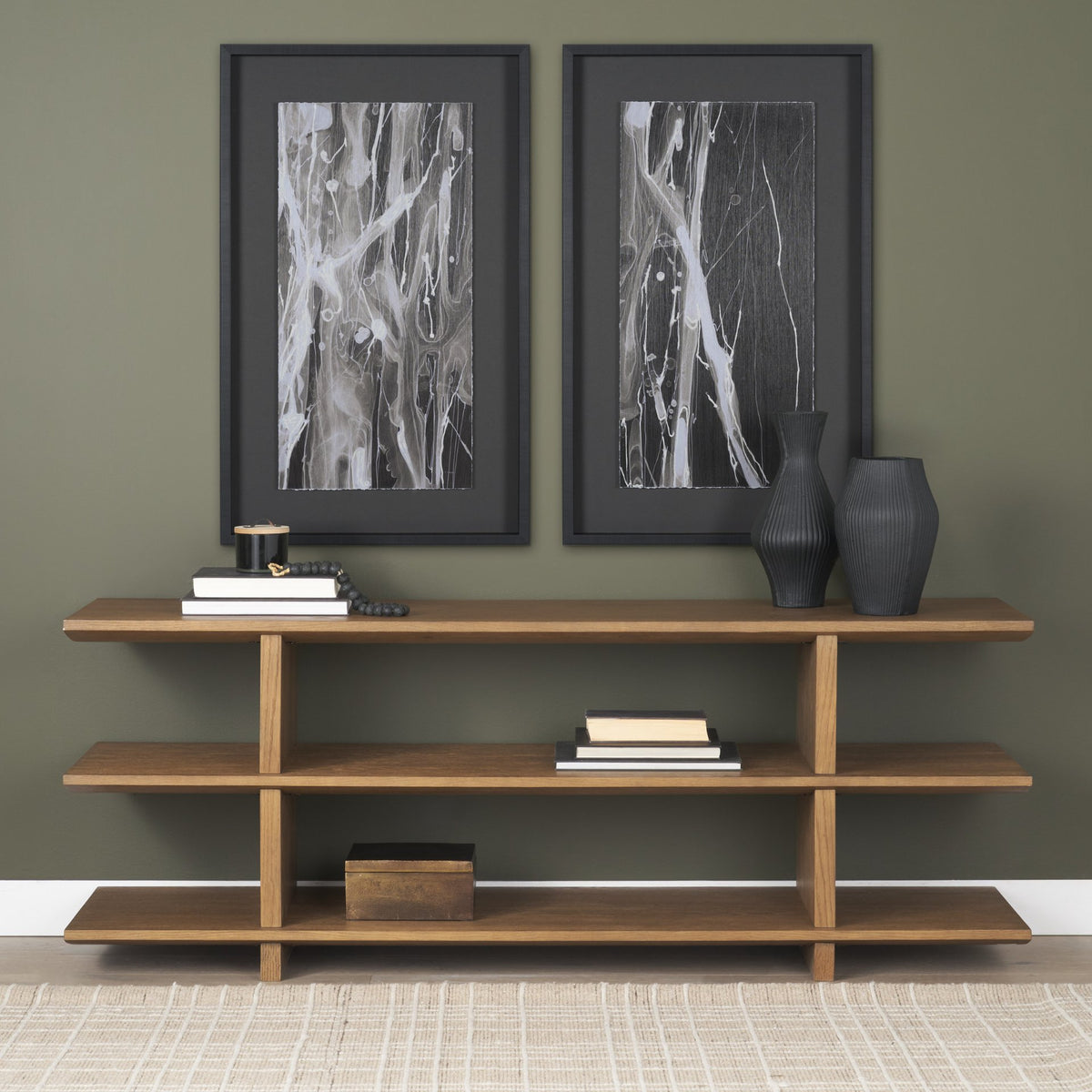 Boden Brown 74" Wood Console Table with Open Shelves - Ornate Home
