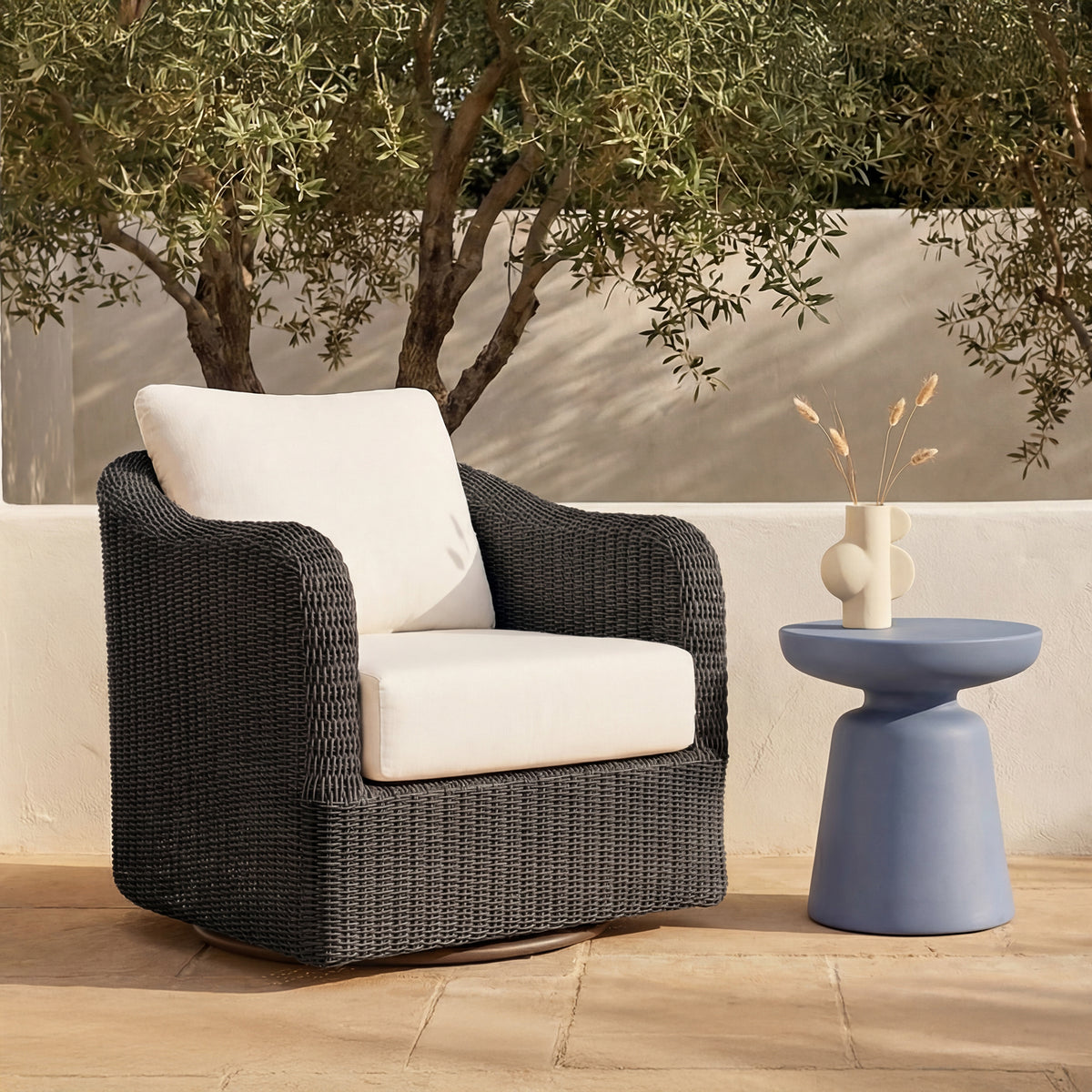 Bodhi Charcoal Outdoor Swivel Accent Chair - Ornate Home