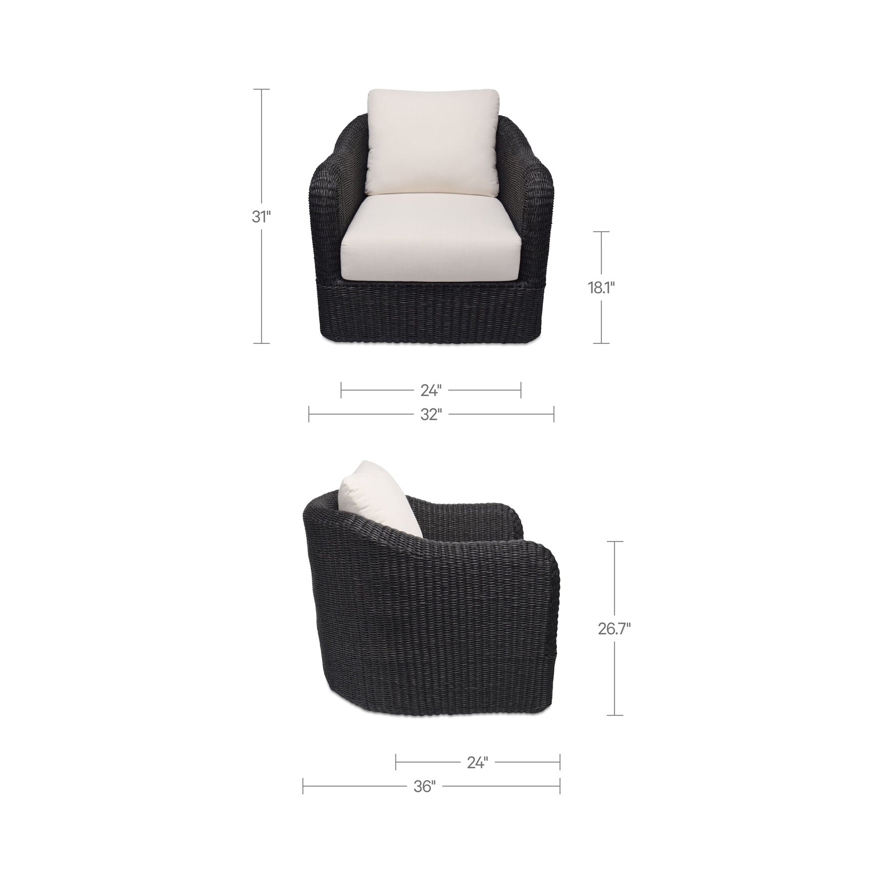 Bodhi Charcoal Outdoor Swivel Accent Chair - Ornate Home