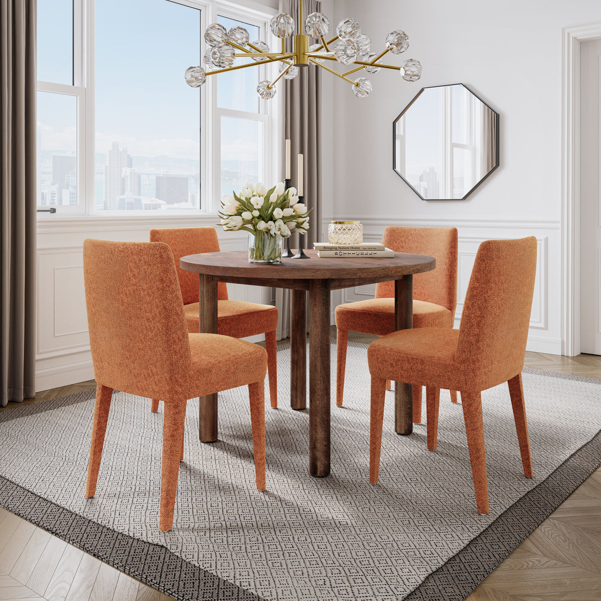 Bodhi Golden/Auburn Round Dining Table w/ 4 Wilson Chair - Ornate Home