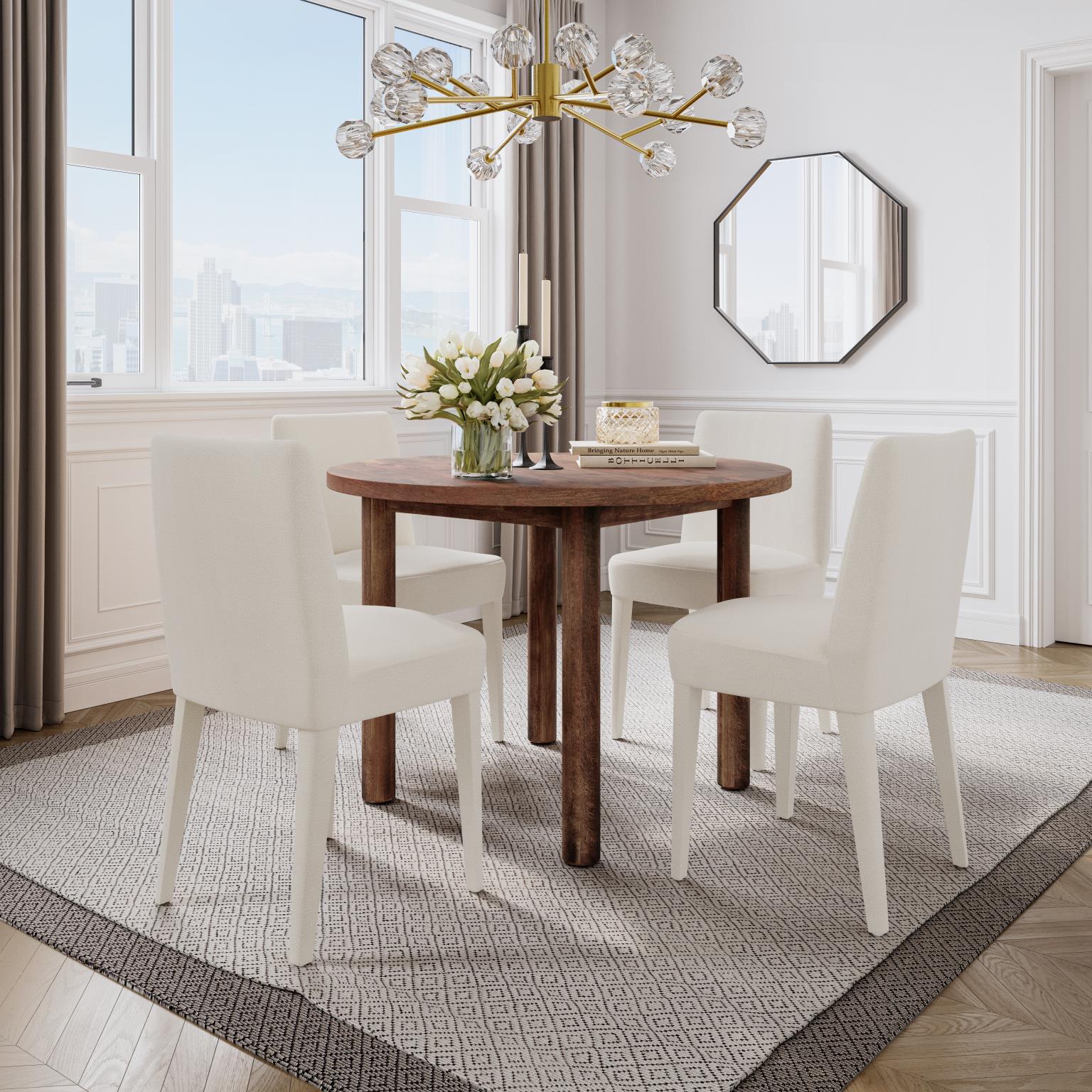 Bodhi Golden/Ivory Round Dining Table w/ 4 Wilson Chair - Ornate Home