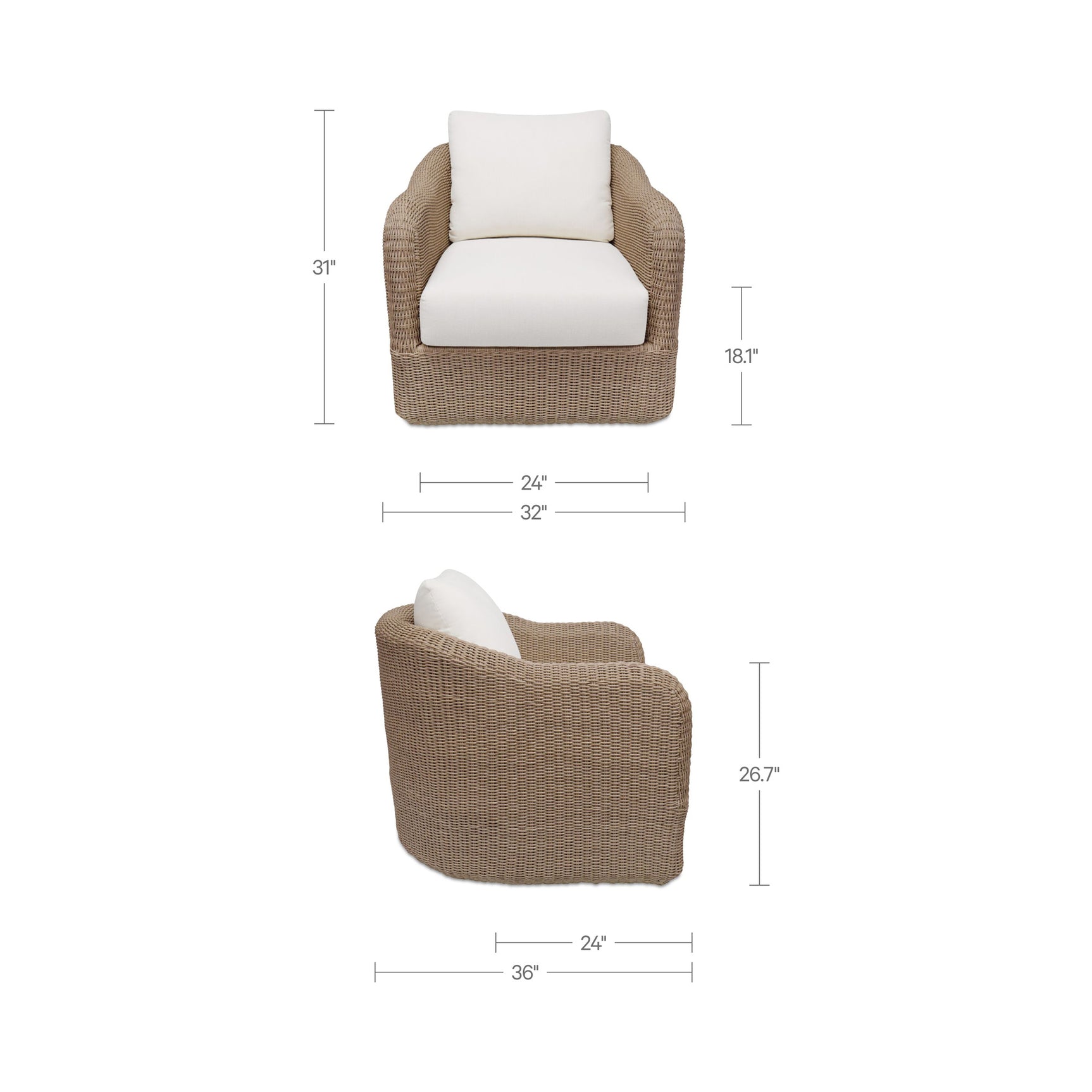 Bodhi Natural Outdoor Swivel Accent Chair - Ornate Home