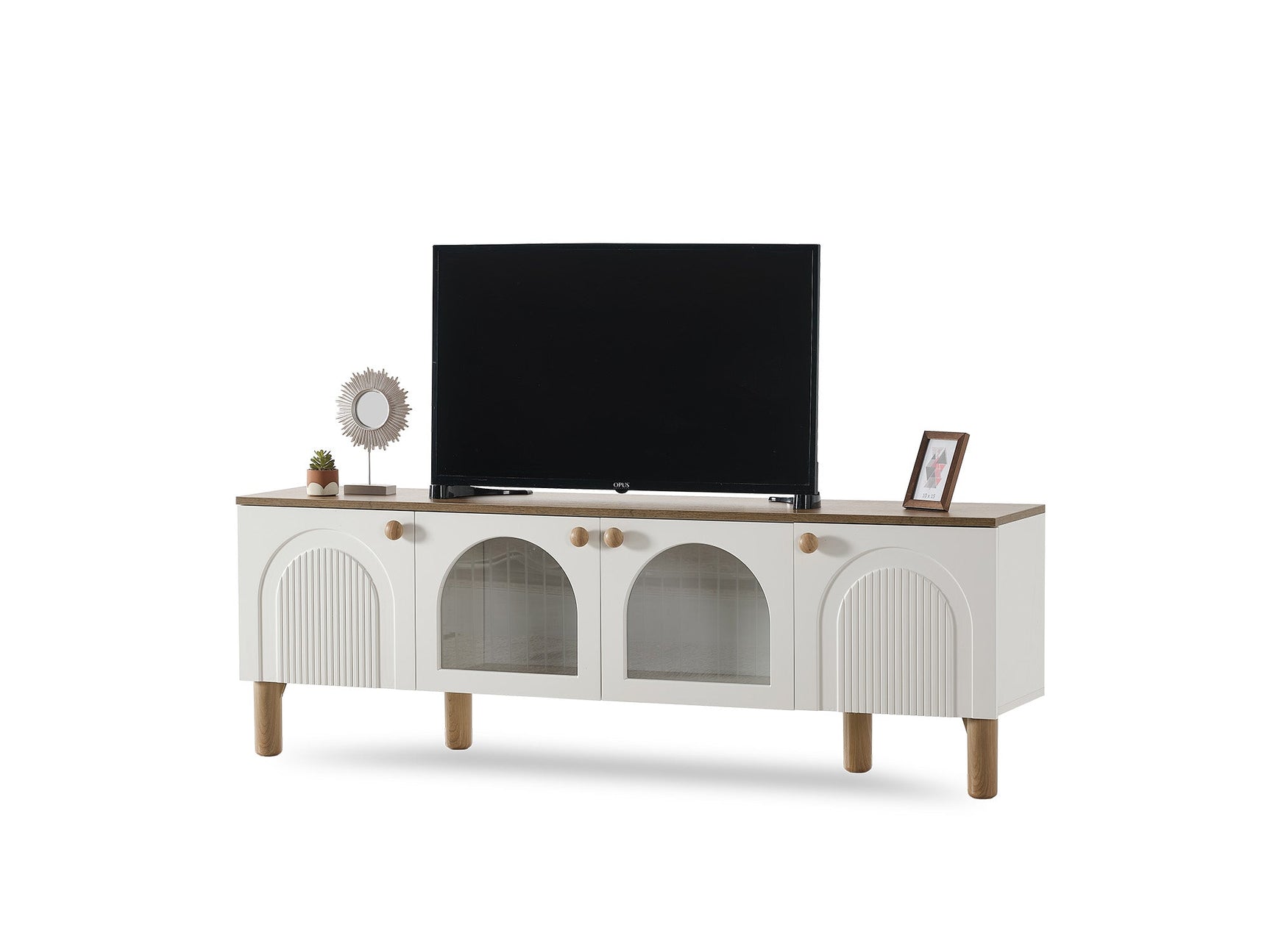 Bohem White/Walnut Tv Stand