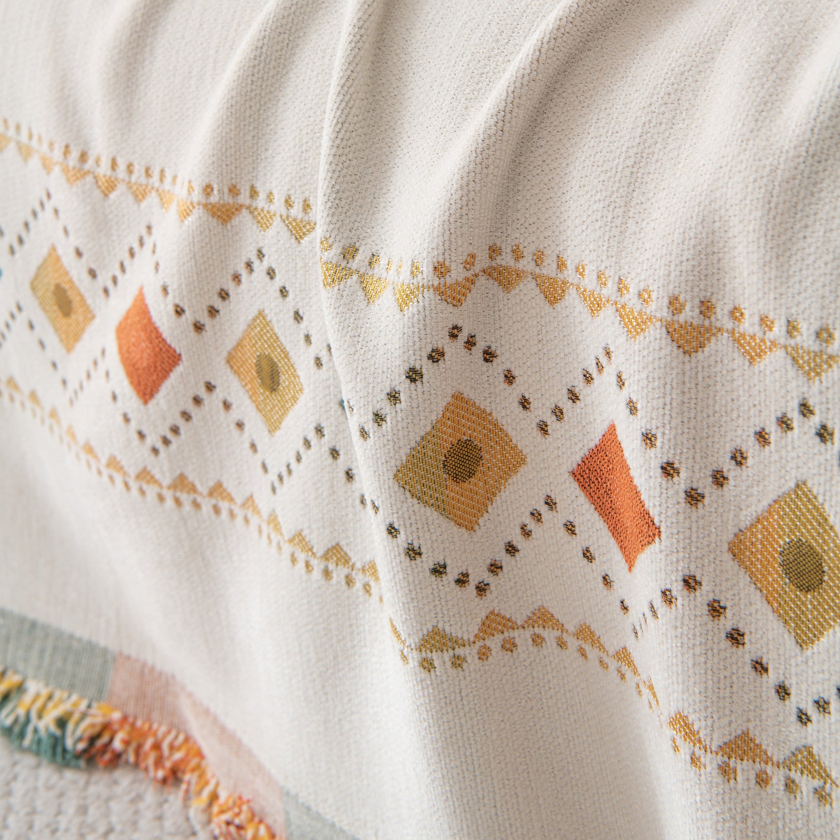 Bohemian Geometric Sofa Throw Cover, Cozy & Protective Ethnic-Inspired Couch Cover - Ornate Home