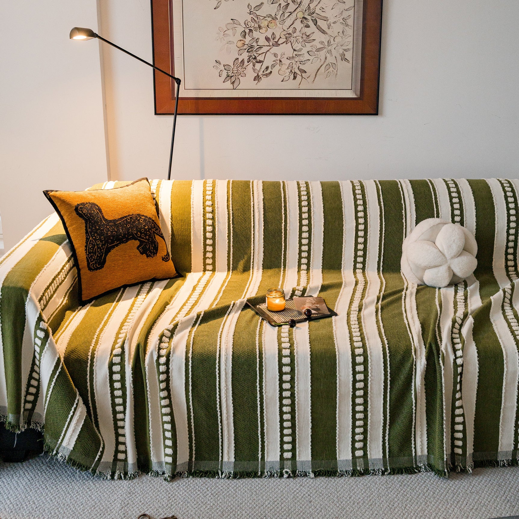 Bohemian Striped Sofa Cover, Decor Woven Throw for Couch, Loveseat, or Sectional - Ornate Home