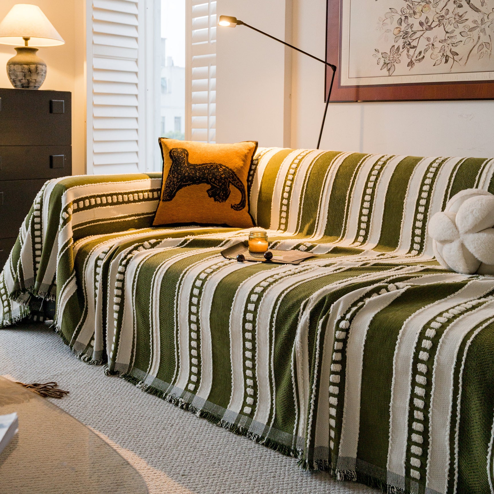Bohemian Striped Sofa Cover, Decor Woven Throw for Couch, Loveseat, or Sectional - Ornate Home