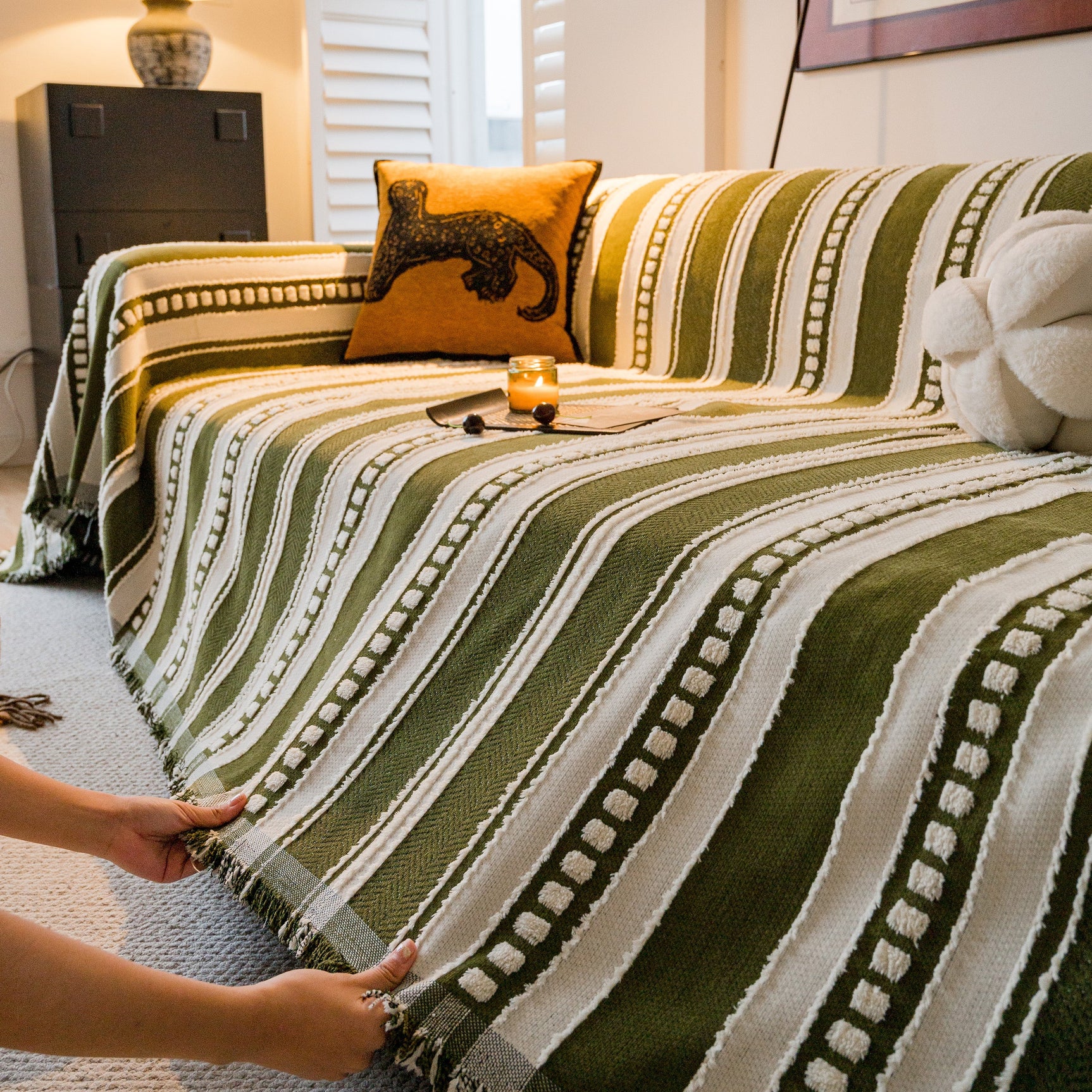 Bohemian Striped Sofa Cover, Decor Woven Throw for Couch, Loveseat, or Sectional - Ornate Home