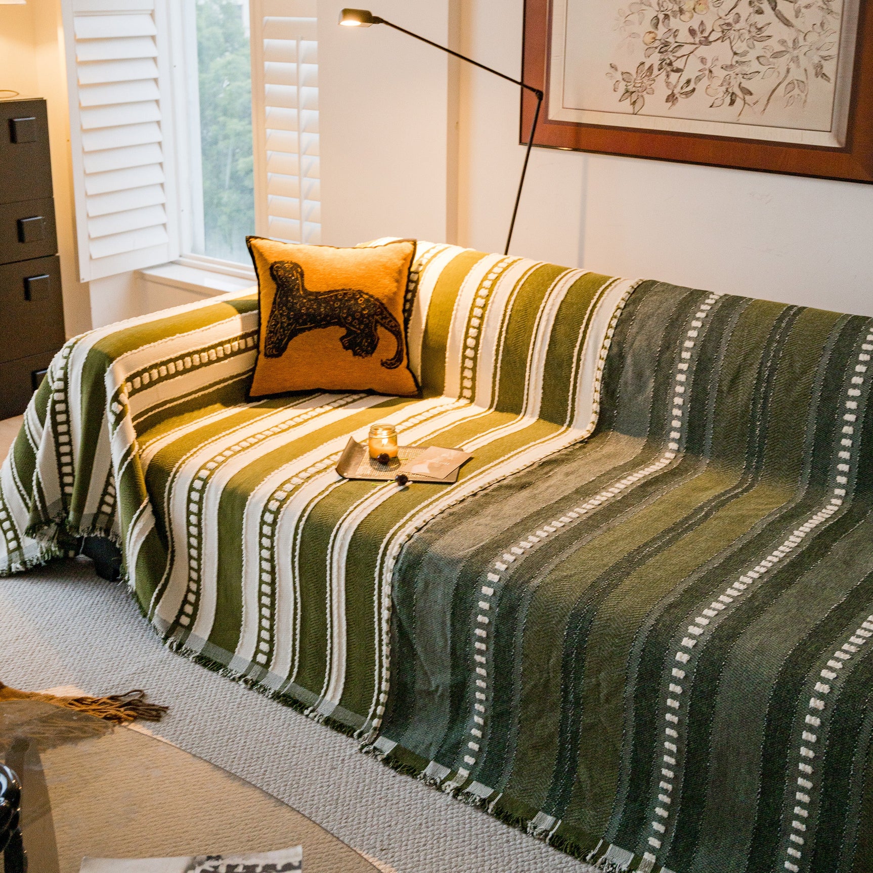 Bohemian Striped Sofa Cover, Decor Woven Throw for Couch, Loveseat, or Sectional - Ornate Home