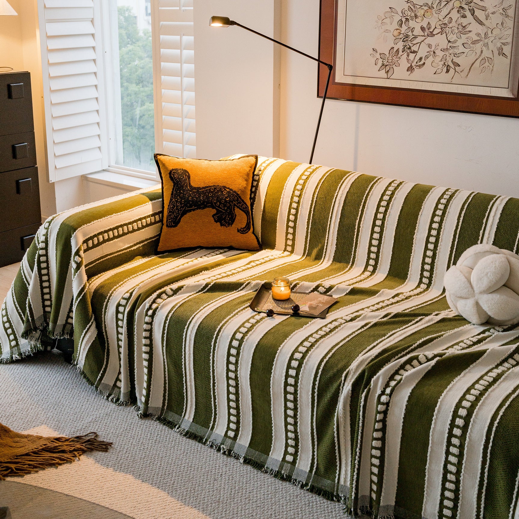 Bohemian Striped Sofa Cover, Decor Woven Throw for Couch, Loveseat, or Sectional - Ornate Home