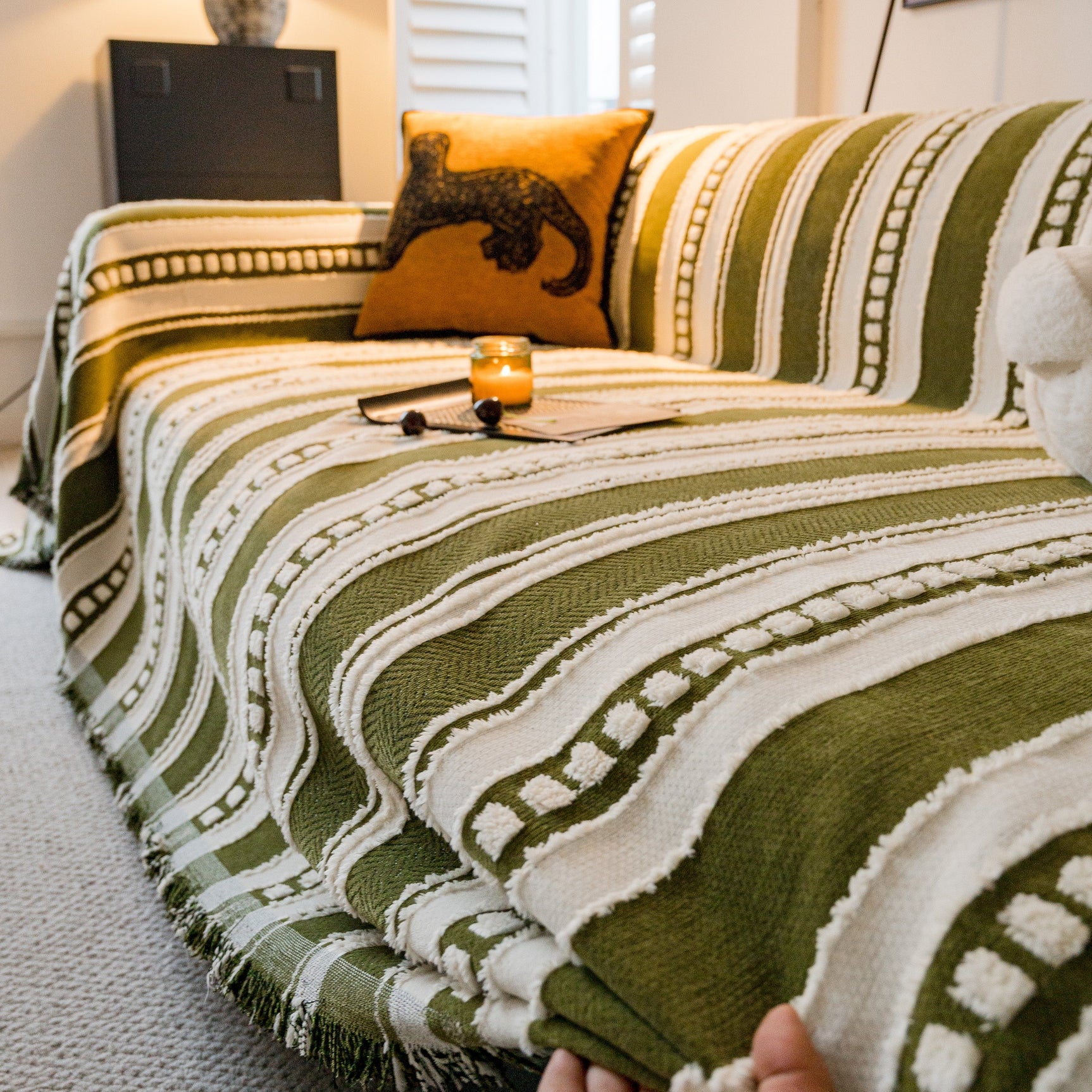 Bohemian Striped Sofa Cover, Decor Woven Throw for Couch, Loveseat, or Sectional - Ornate Home