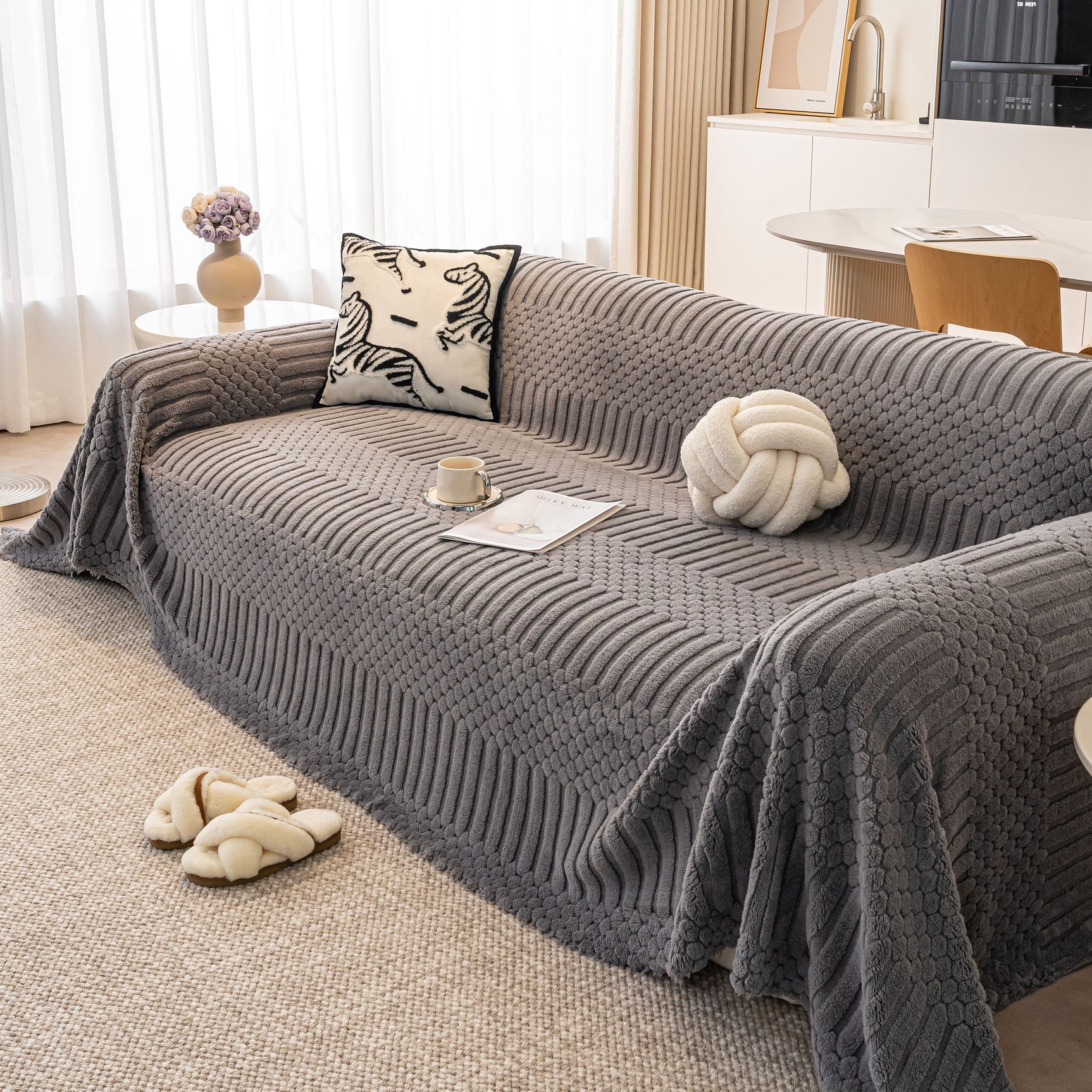 Boho 3D Geometric Throw Blanket for Couch, Luxurious Velvety Plush Fleece Sofa Cover - Ornate Home