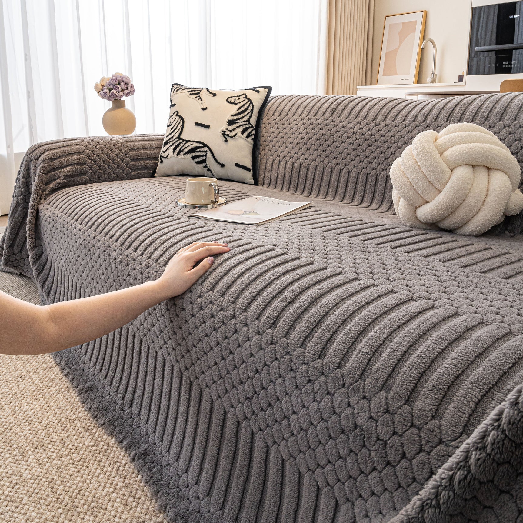 Boho 3D Geometric Throw Blanket for Couch, Luxurious Velvety Plush Fleece Sofa Cover - Ornate Home