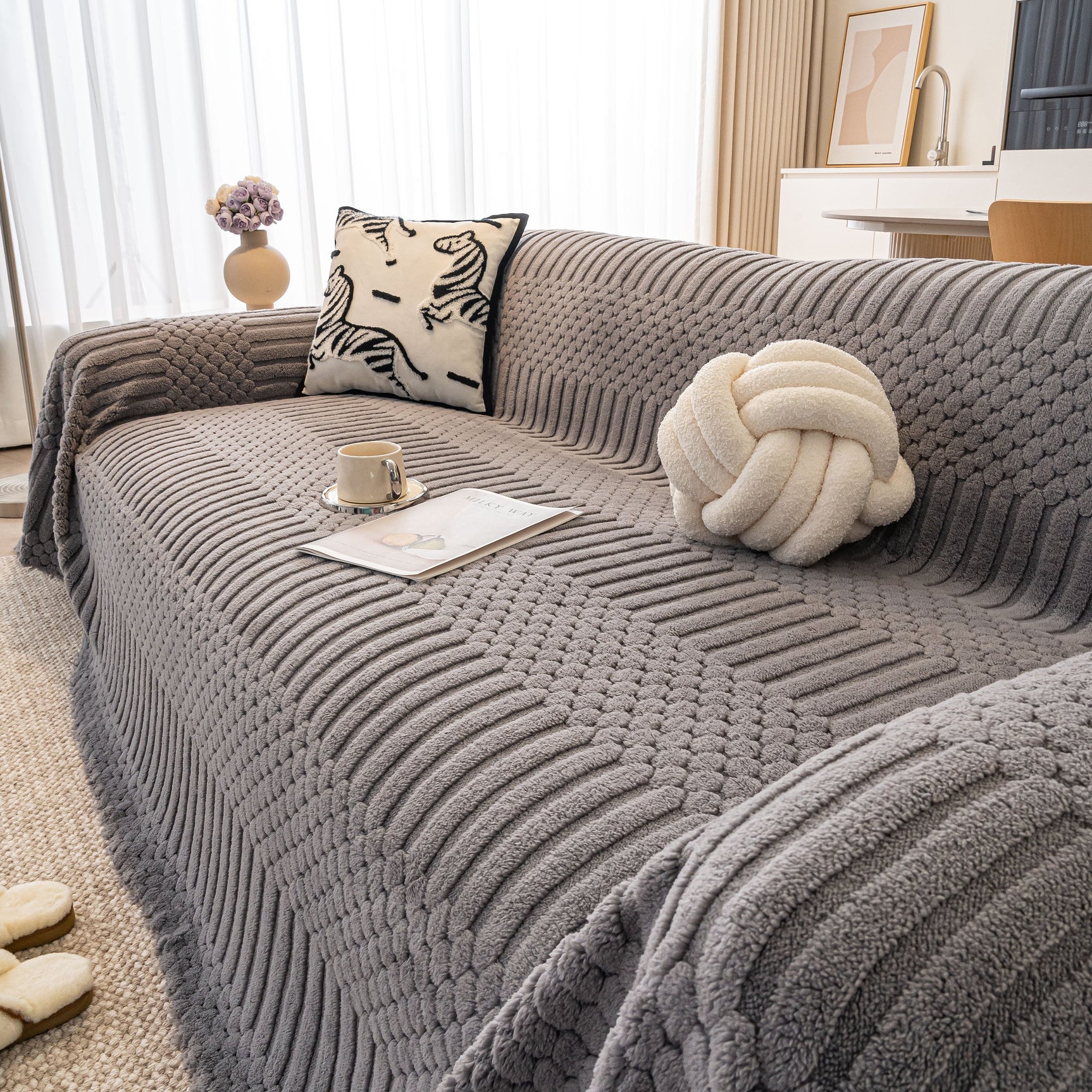 Boho 3D Geometric Throw Blanket for Couch, Luxurious Velvety Plush Fleece Sofa Cover - Ornate Home