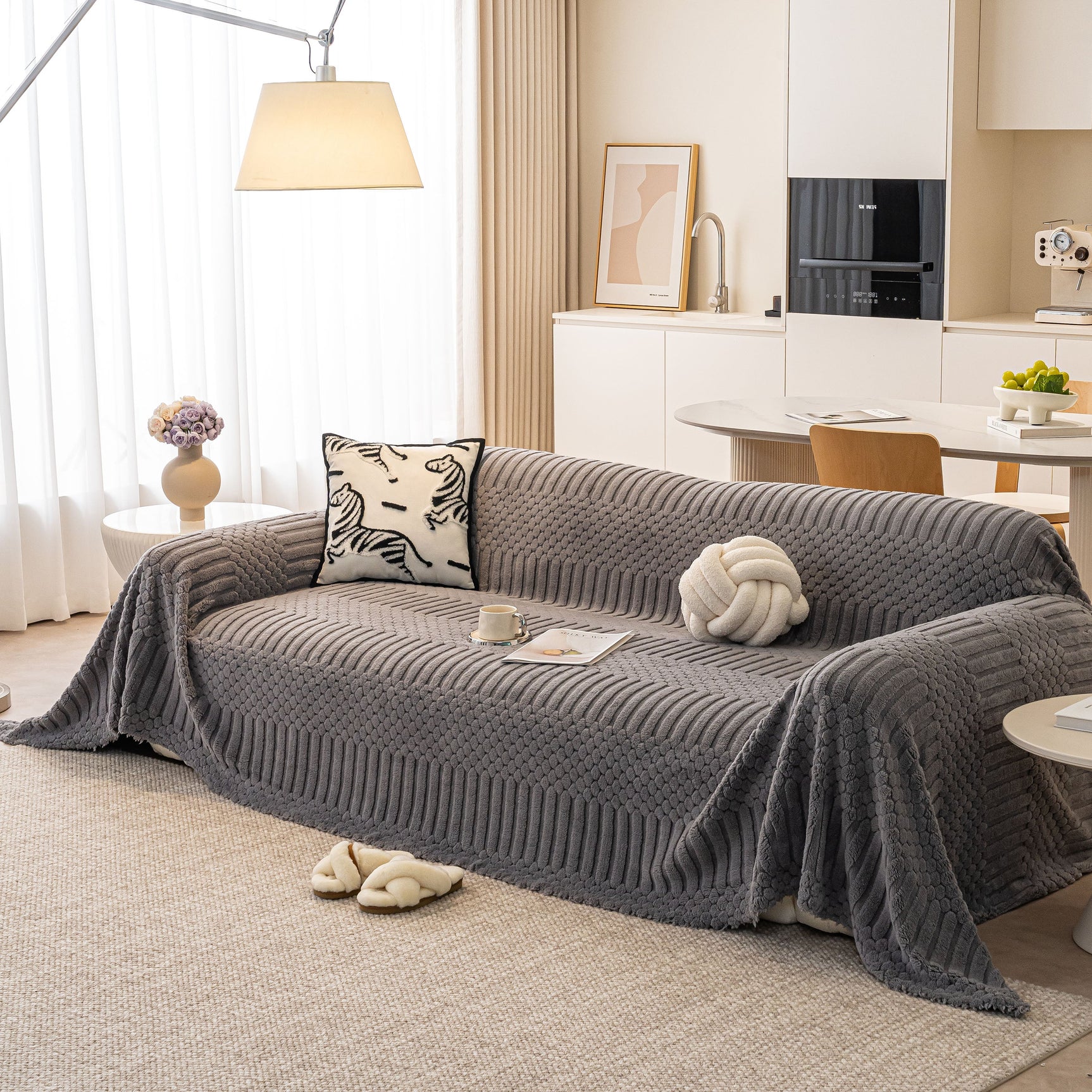 Boho 3D Geometric Throw Blanket for Couch, Luxurious Velvety Plush Fleece Sofa Cover - Ornate Home