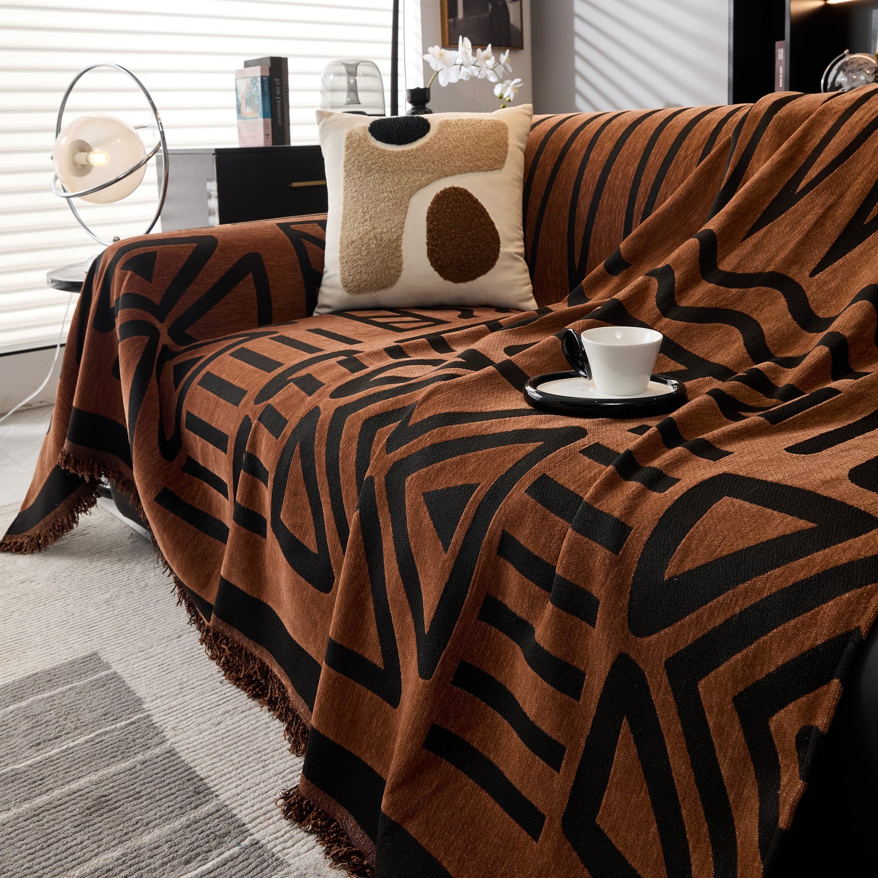 Boho Chenille Sofa Throw Covers Sectional Sofa Couch Cover Sofa Protector Covers - Ornate Home
